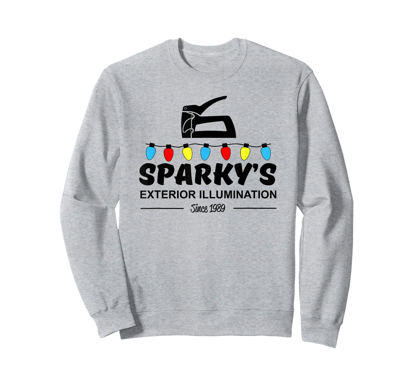 Womens Sparky's Exterior Illumination Christmas Lights t-shirt Large Slate