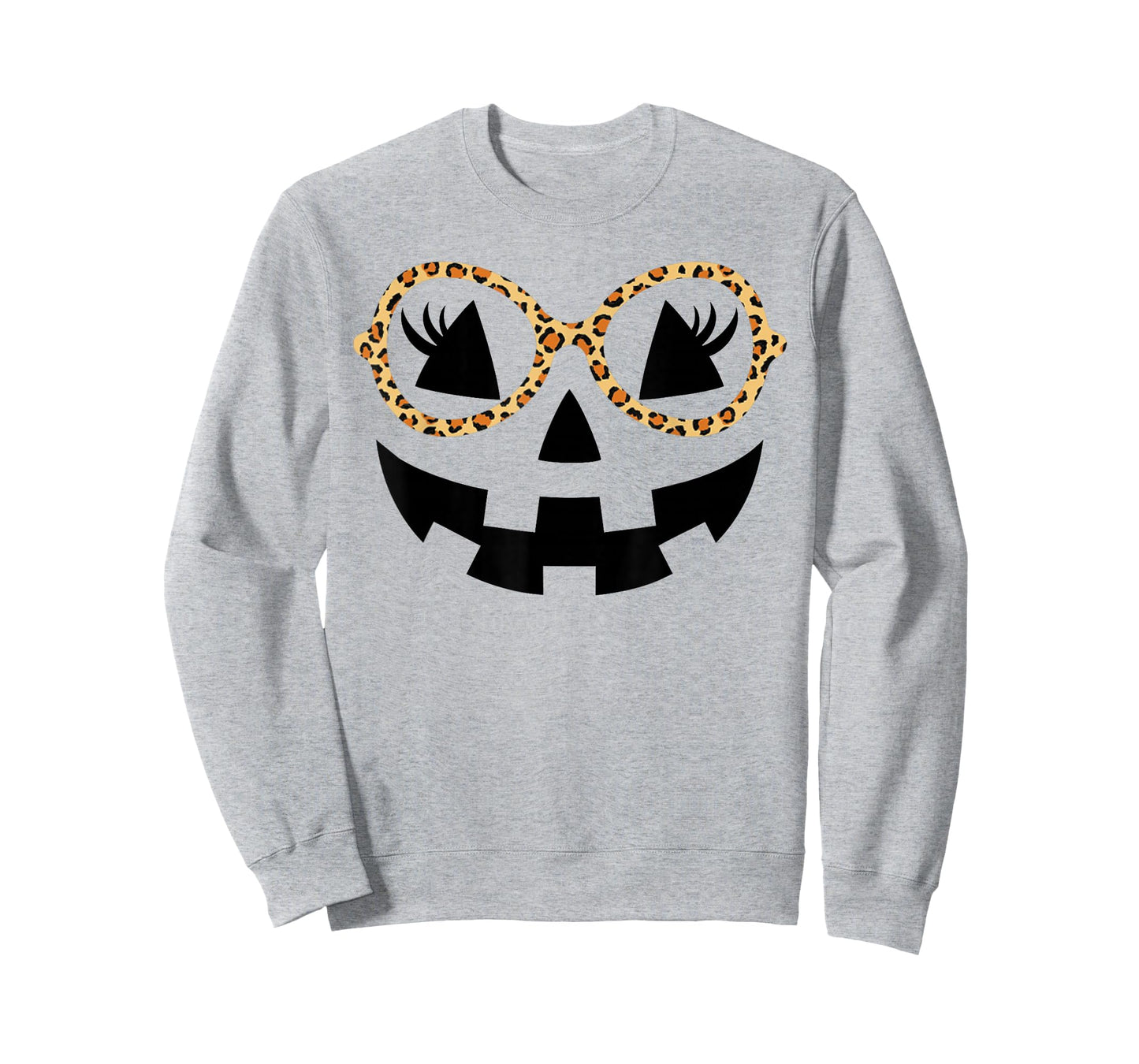 Jack O Lantern Face Pumpkin Halloween Cute Leopard Glasses T-Shirt