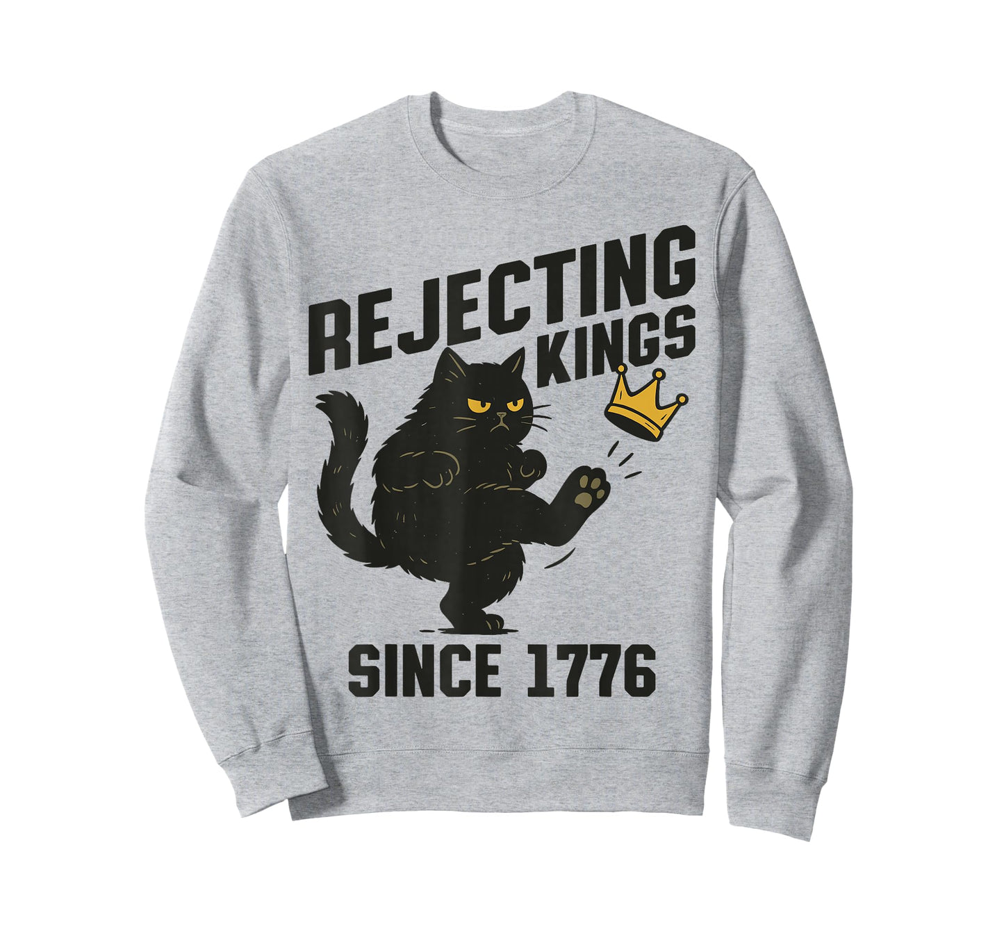 Vintage Black Cat Rejecting Kings America Since 1776 Quote T-Shirt
