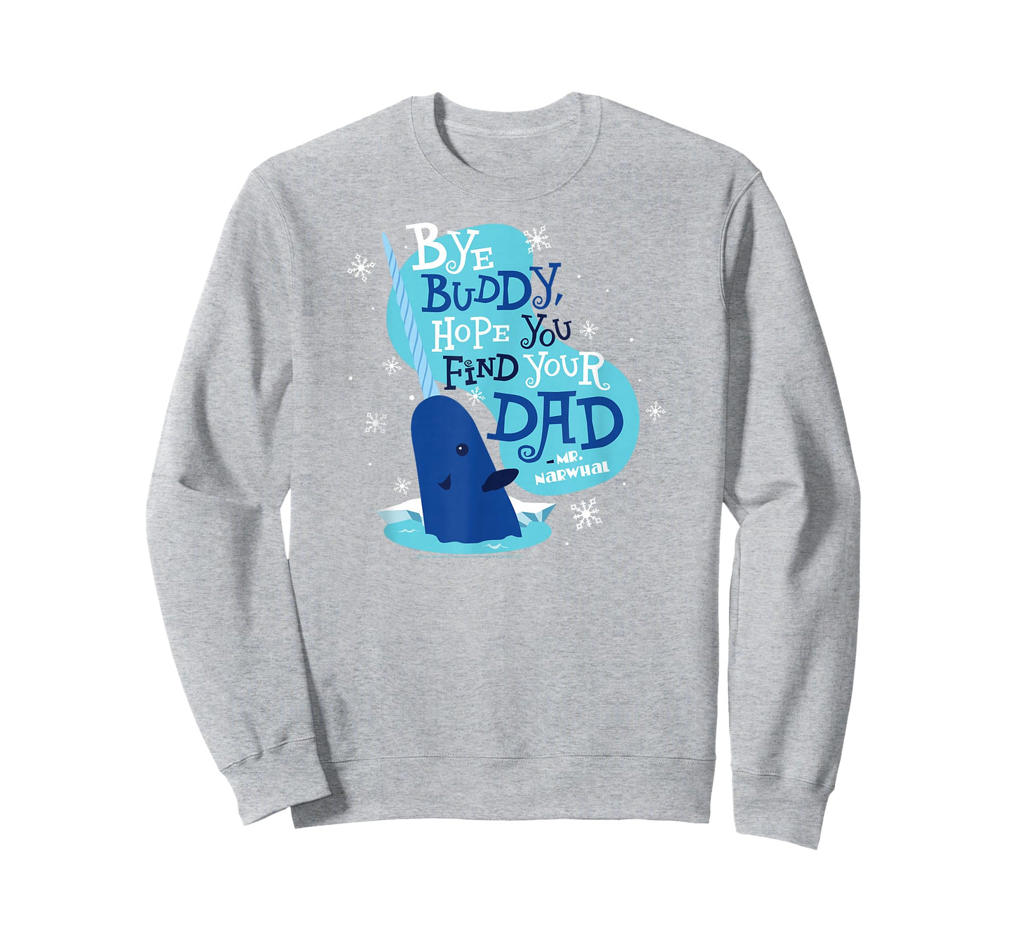 Elf Bye Buddy Narwhal Color Illustration Funny Christmas T-Shirt