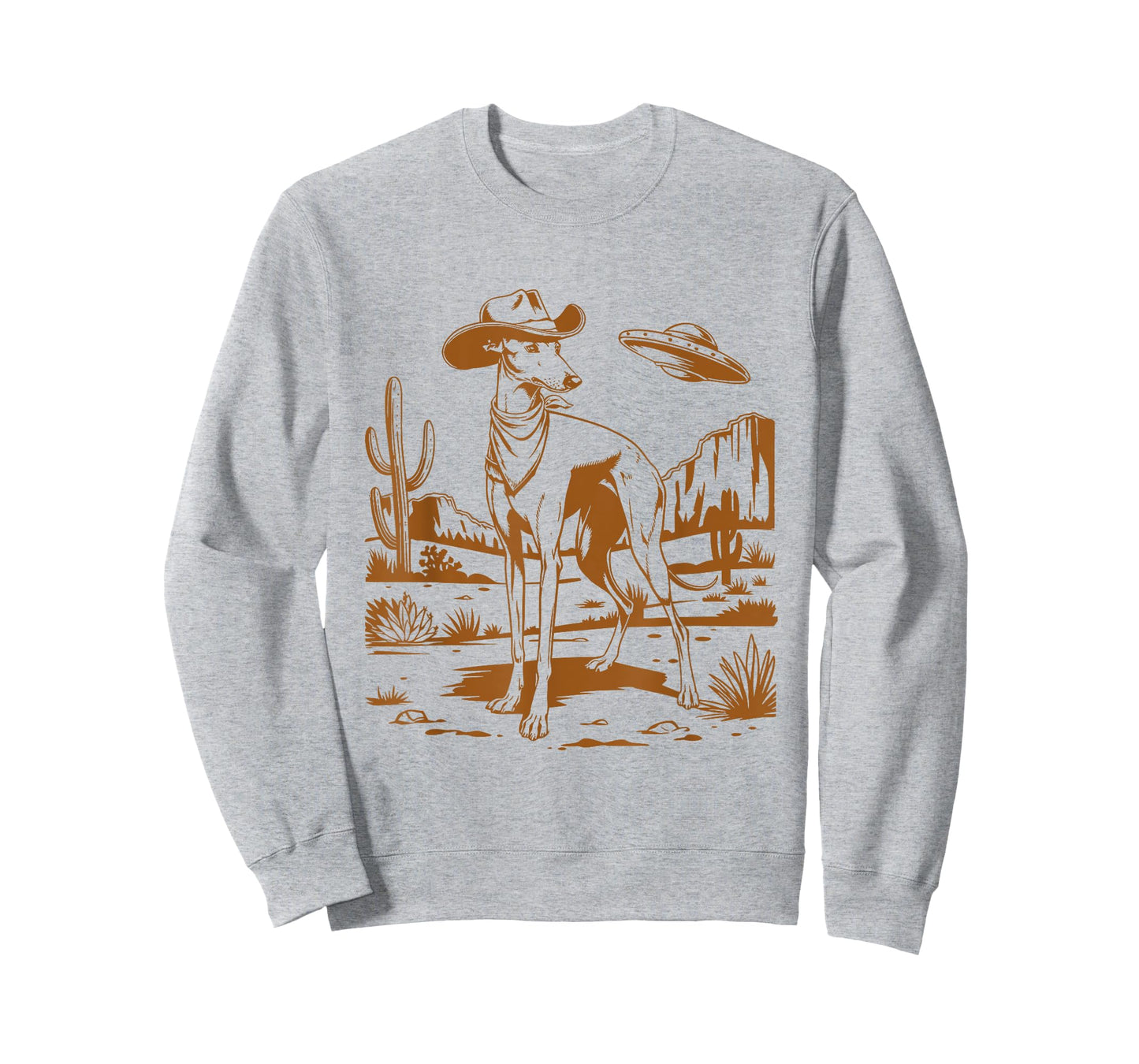 UFO Greyhound Western Alien Vintage 90s Whippet Cowboy Dog T-Shirt