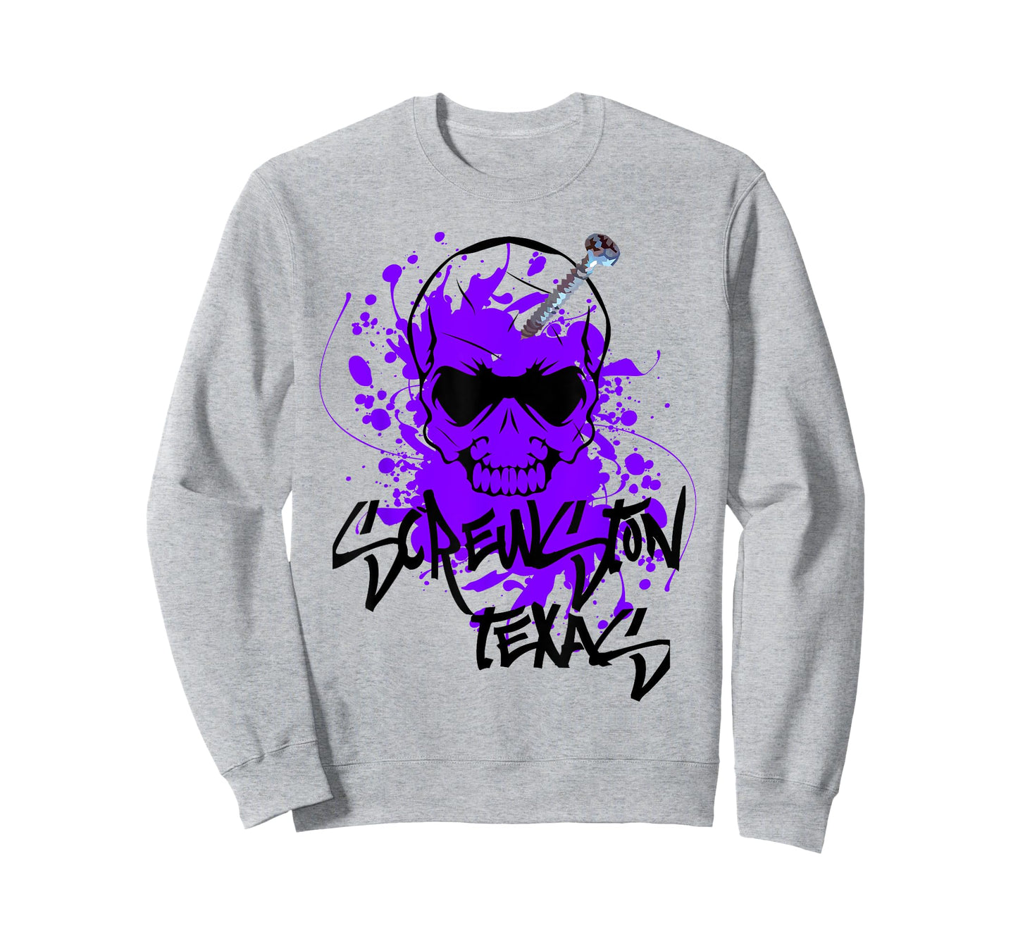 Screwston Texas | Screwhead Skeleton Skull with Purple Paint T-Shirt