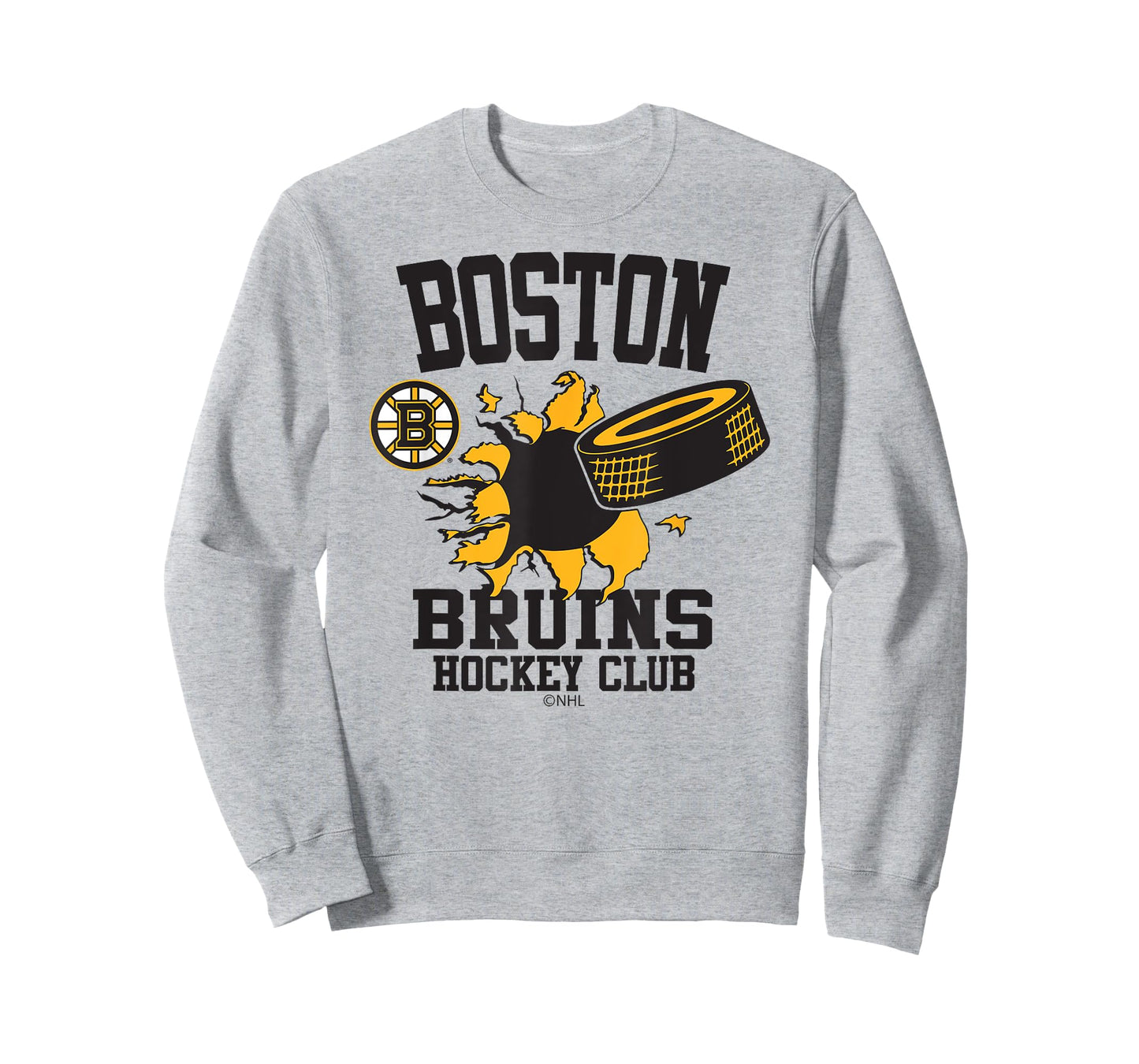 Boston Bruins Hockey Puck Burst Gray Officially Licensed T-Shirt
