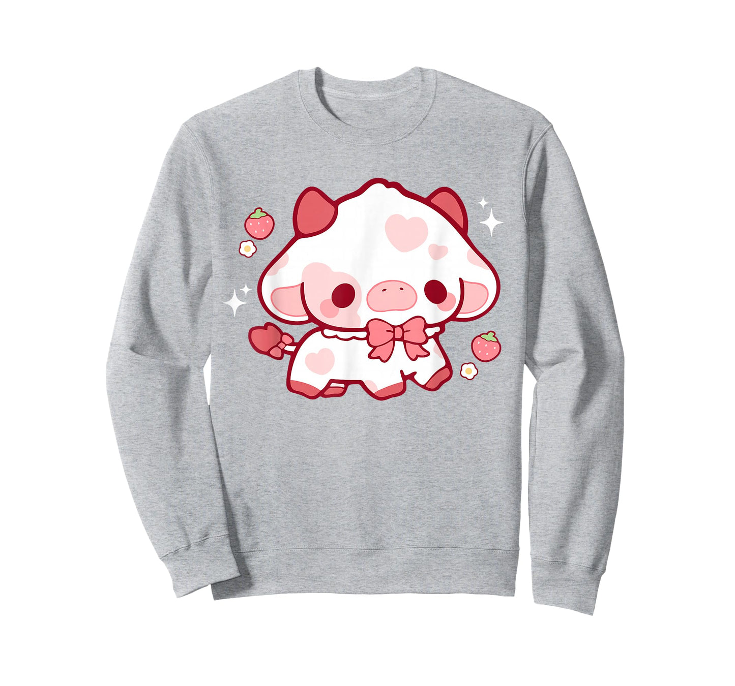 Kawaii Cow Strawberry Cute Aesthetic Anime Girls Teens Kids T-Shirt