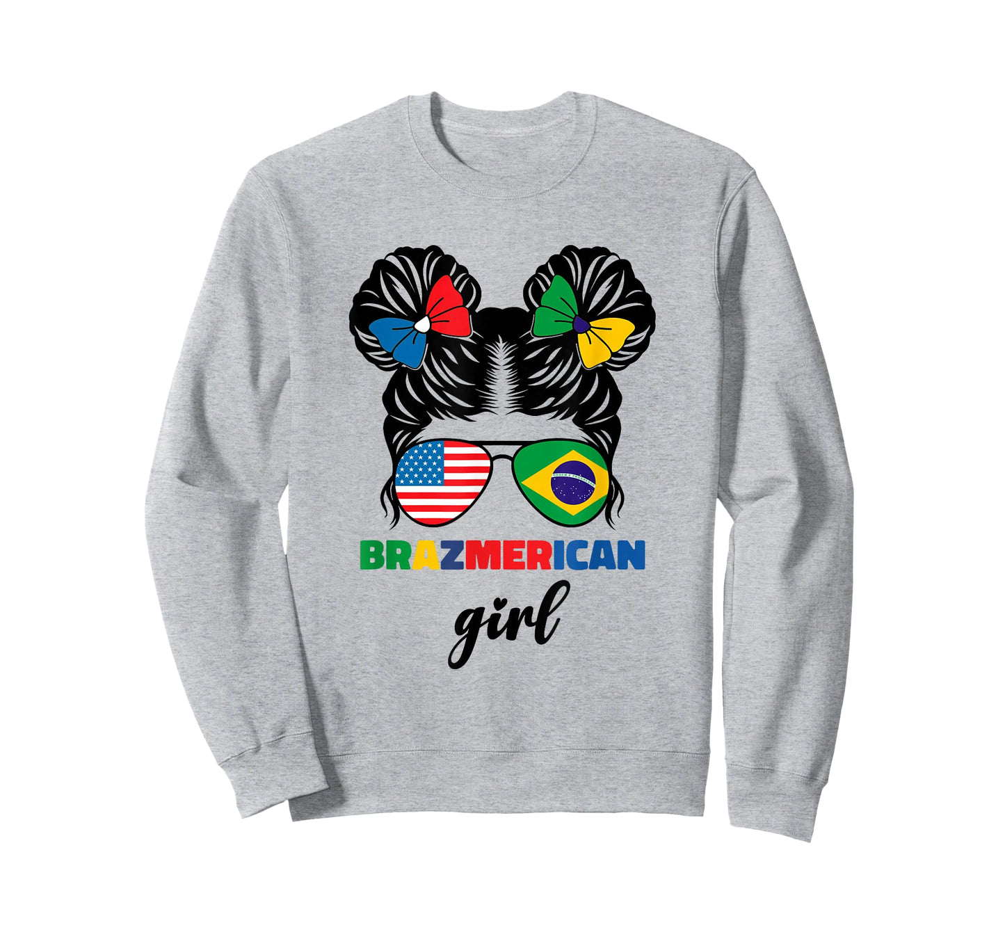 Half American and Brazilian America Brazil Flag Girl Kids T-Shirt