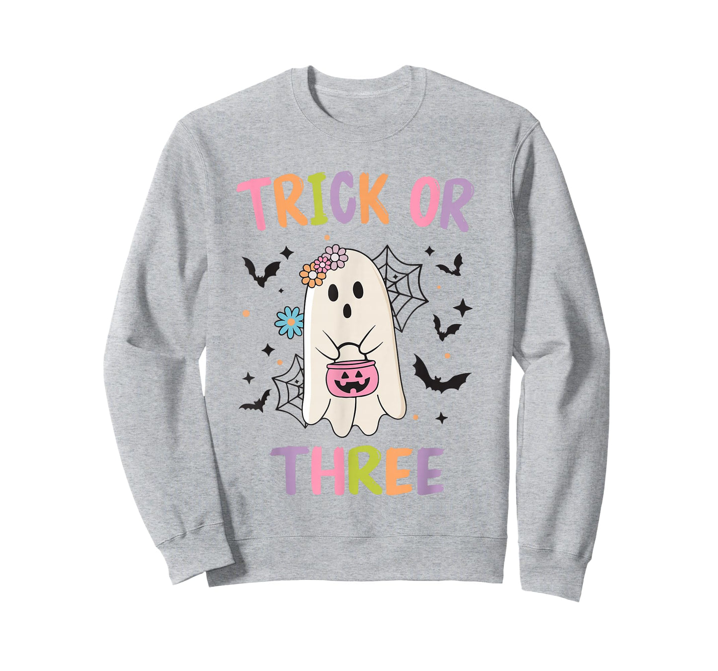 Trick or Three Cute Ghost Groovy 3rd Birthday Girls Kids T-Shirt