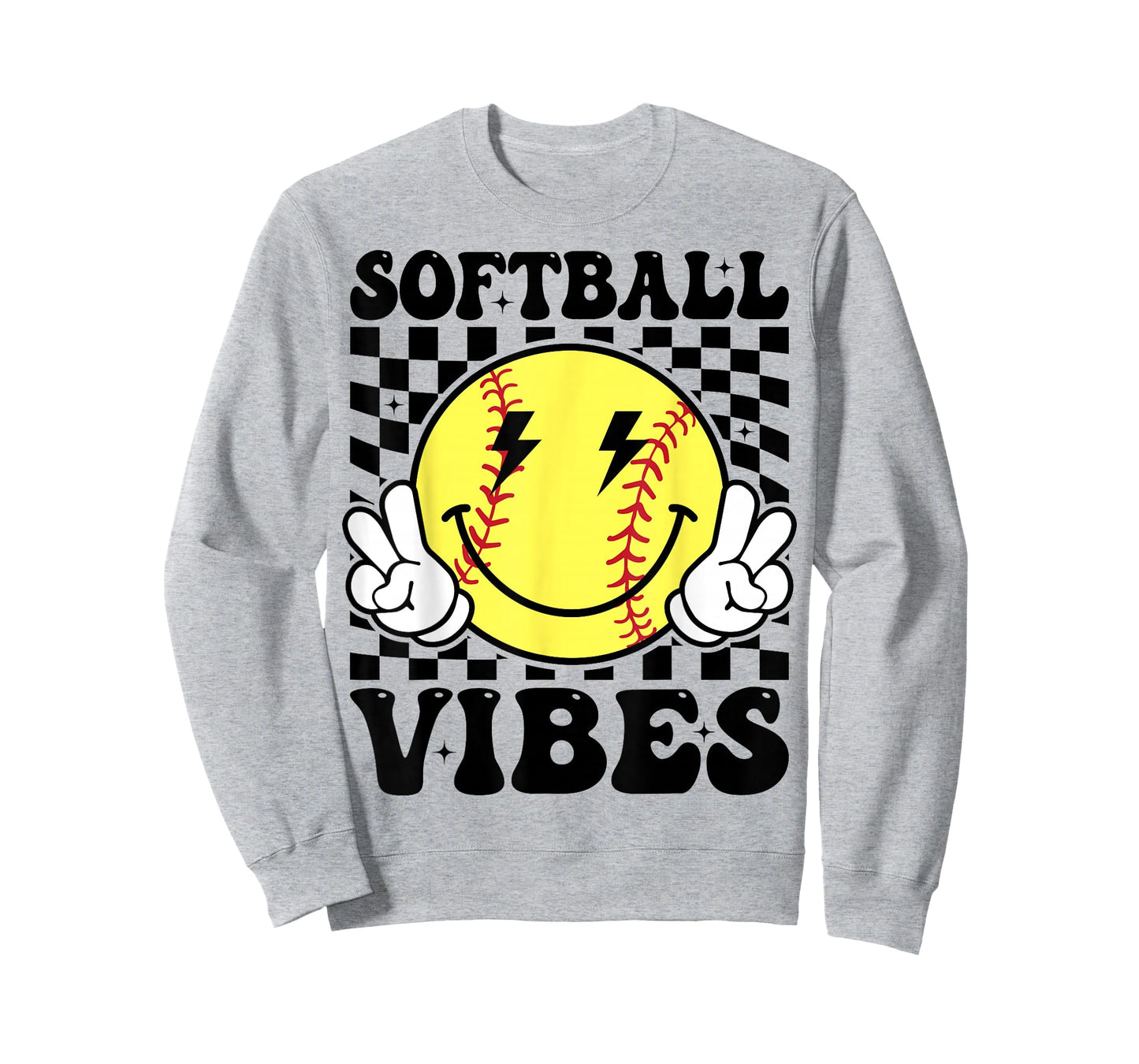 Softball Vibes Softball Retro Groovy Game Day Girls Women T-Shirt