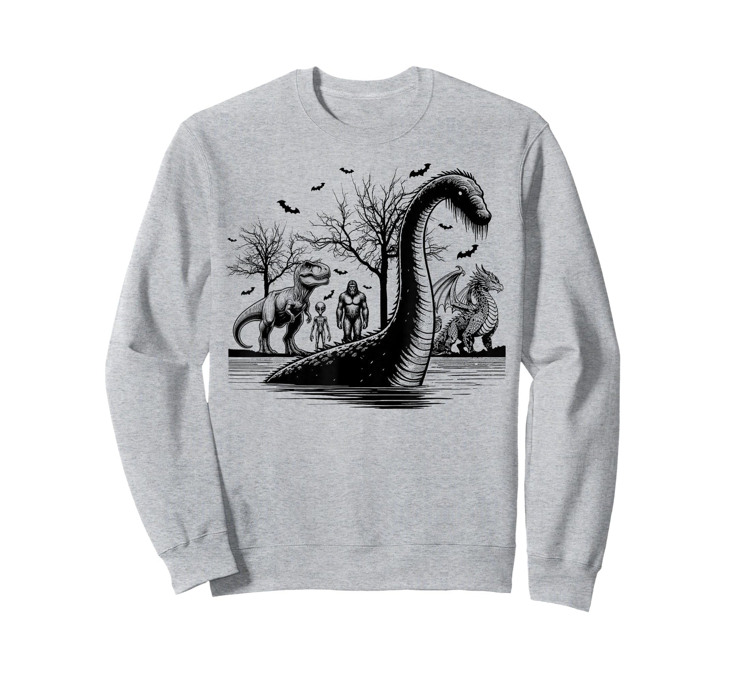 Halloween party bigfoot alien meet loch Ness dragon spooky T-Shirt