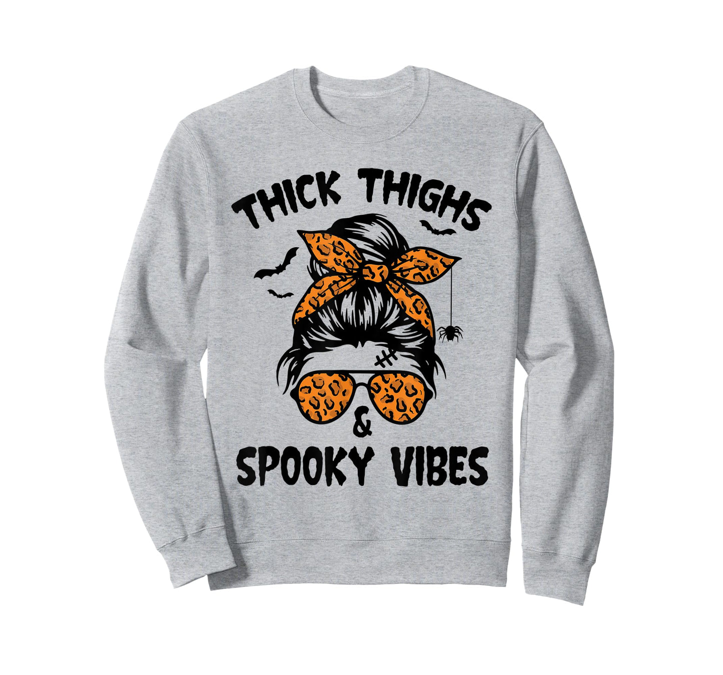 Messy Bun Thick Thighs And Spooky Vibes Halloween Women T-Shirt