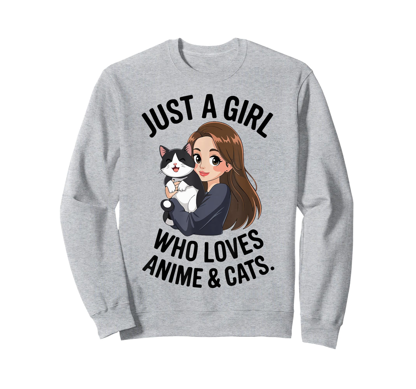 Just A Girl Who Loves Anime & Tuxedo Cats Cute Mama Mom Teen T-Shirt