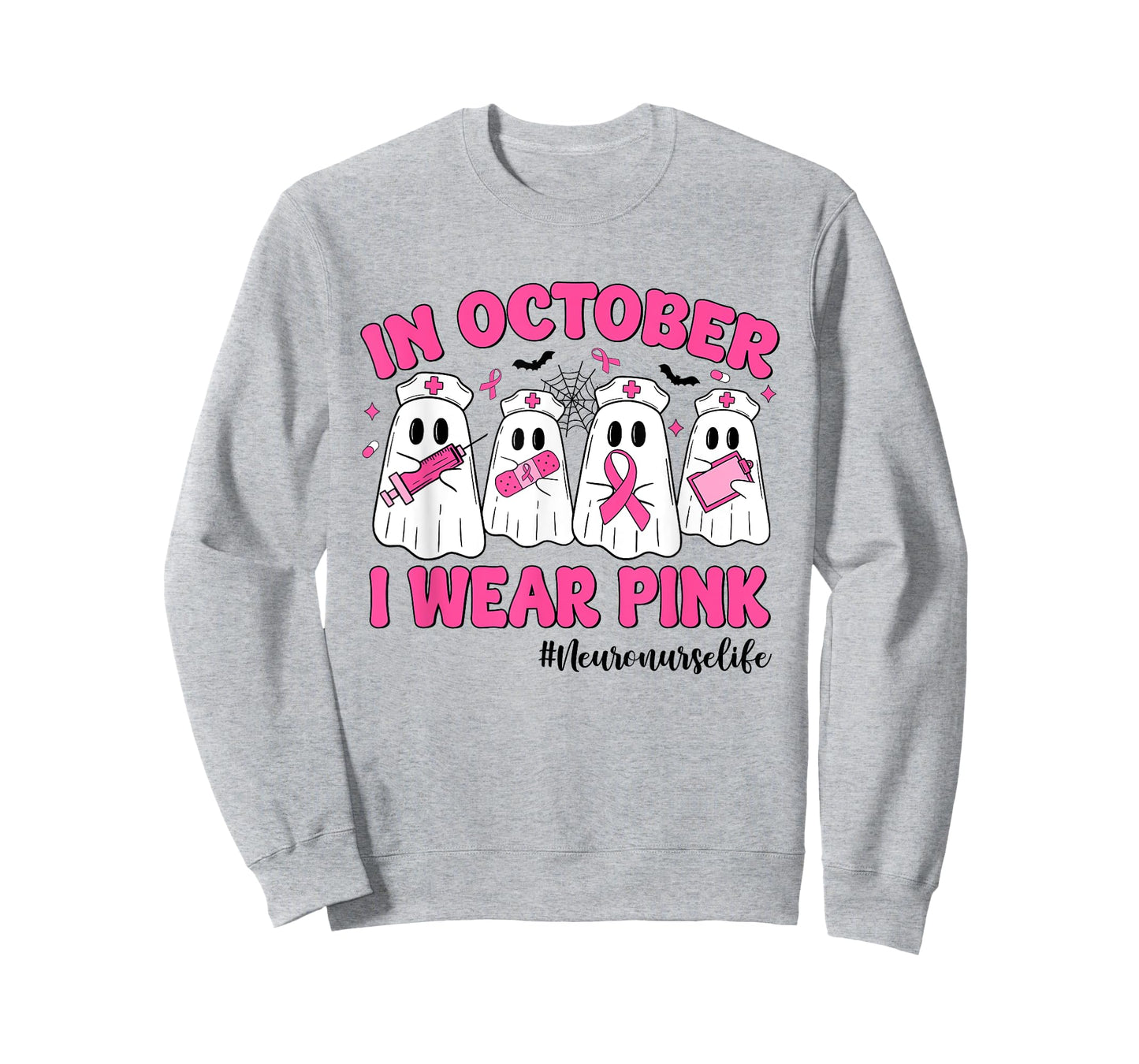 in October I Wear Pink Neuro Nurse Life Breast Cancer T-Shirt