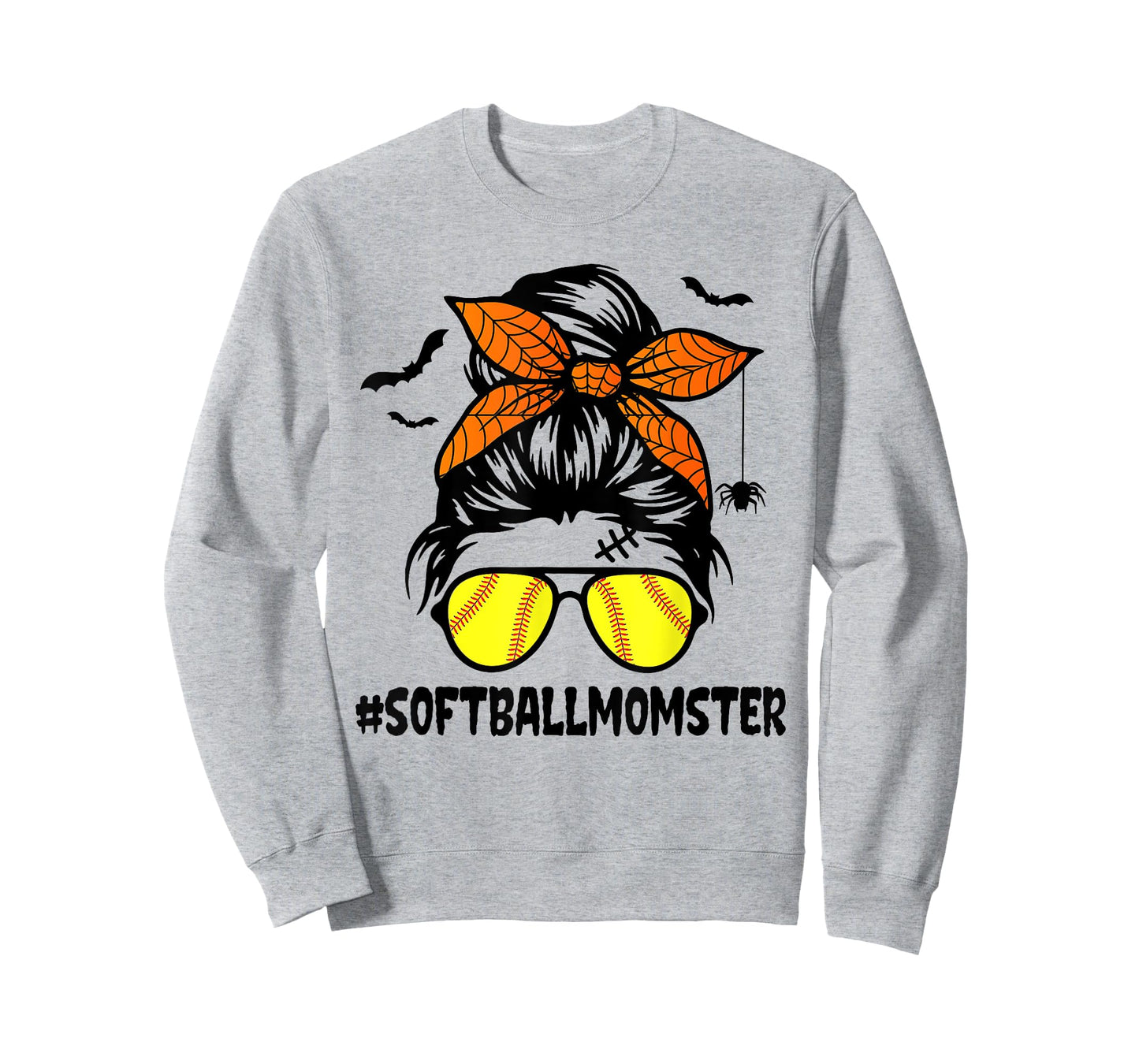 Softball Momster Shirt for Women Halloween Mom Messy Bun T-Shirt
