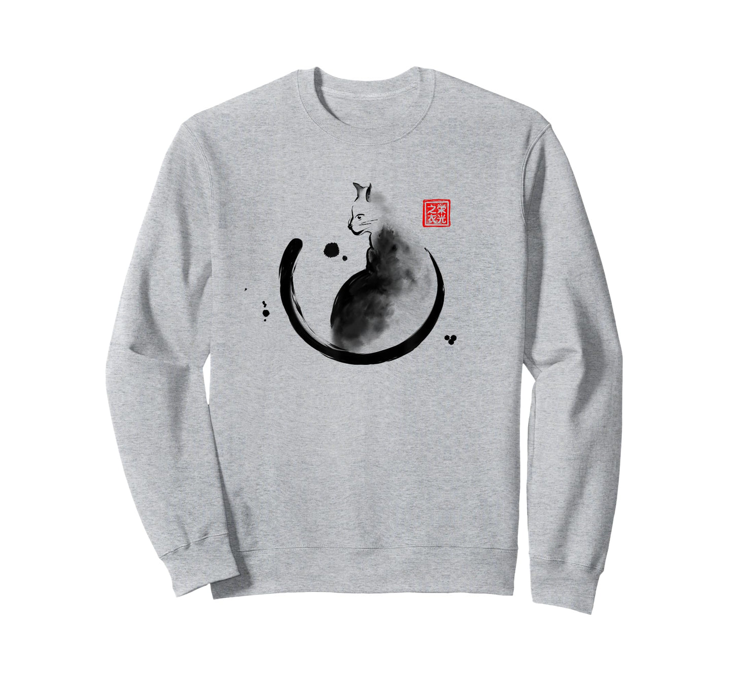Artistic Cat Feline Japanese Ink Sumi-e Design Men Women Kids T-Shirt