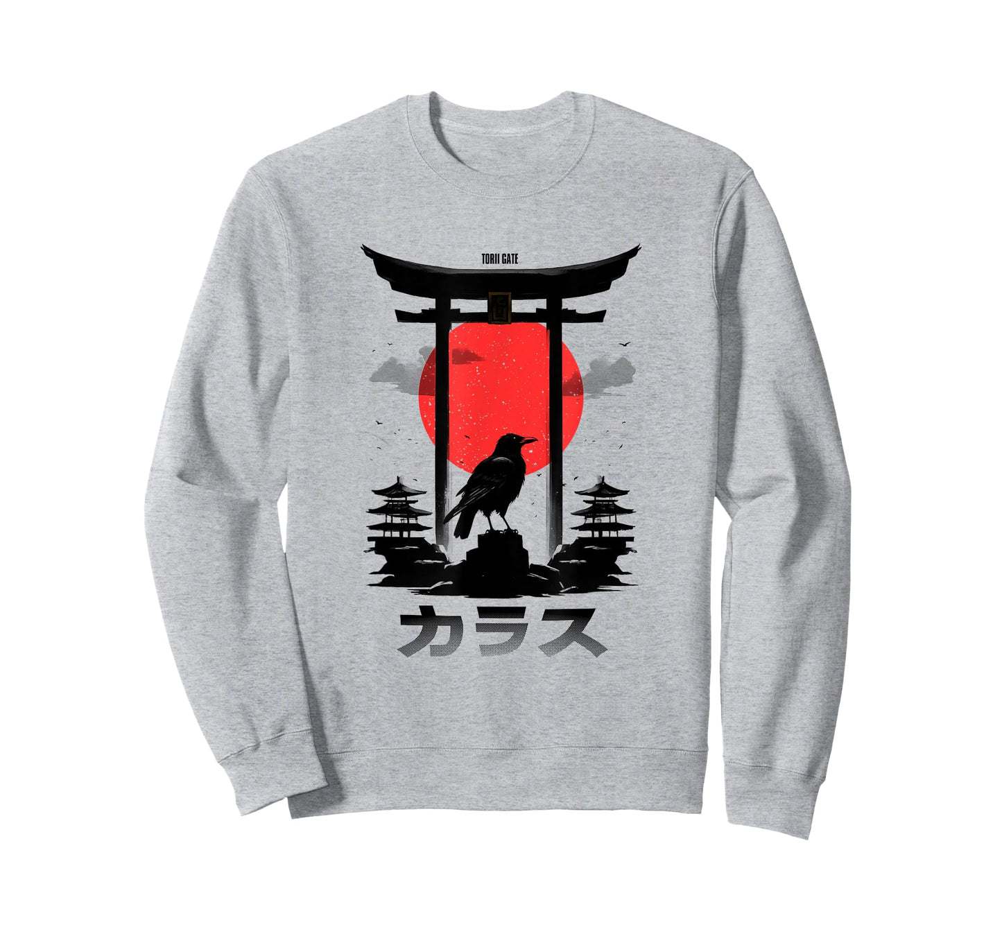 Japanese Aesthetic Red Rising Sun Raven Torii Gate Shinto T-Shirt