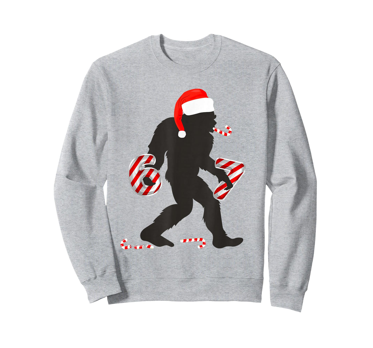 Funny 67 Meme with Bigfoot and Candy Canes Christmas 6 7 T-Shirt