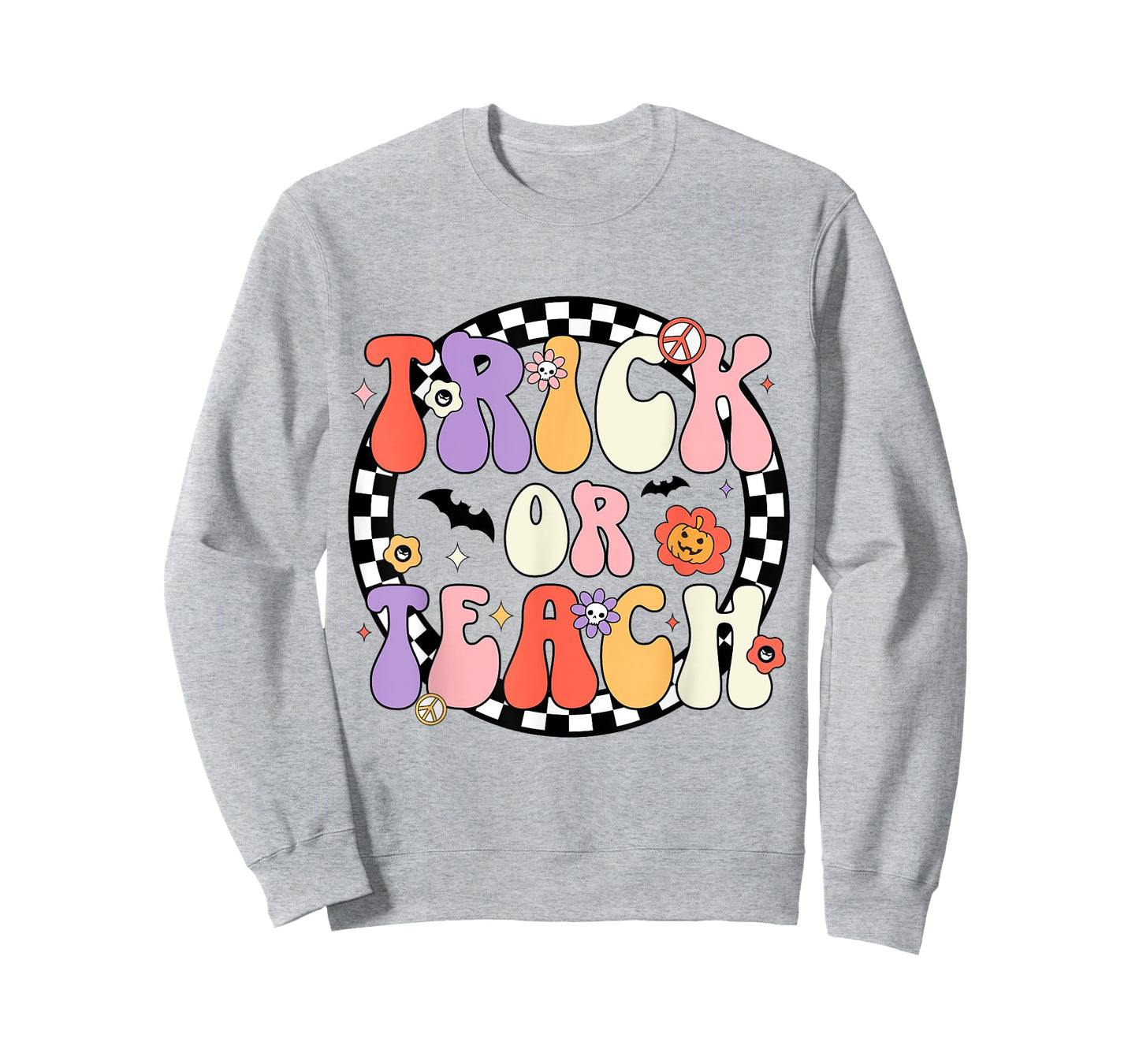 Trick or Teach Retro Groovy Halloween Teacher T-Shirt