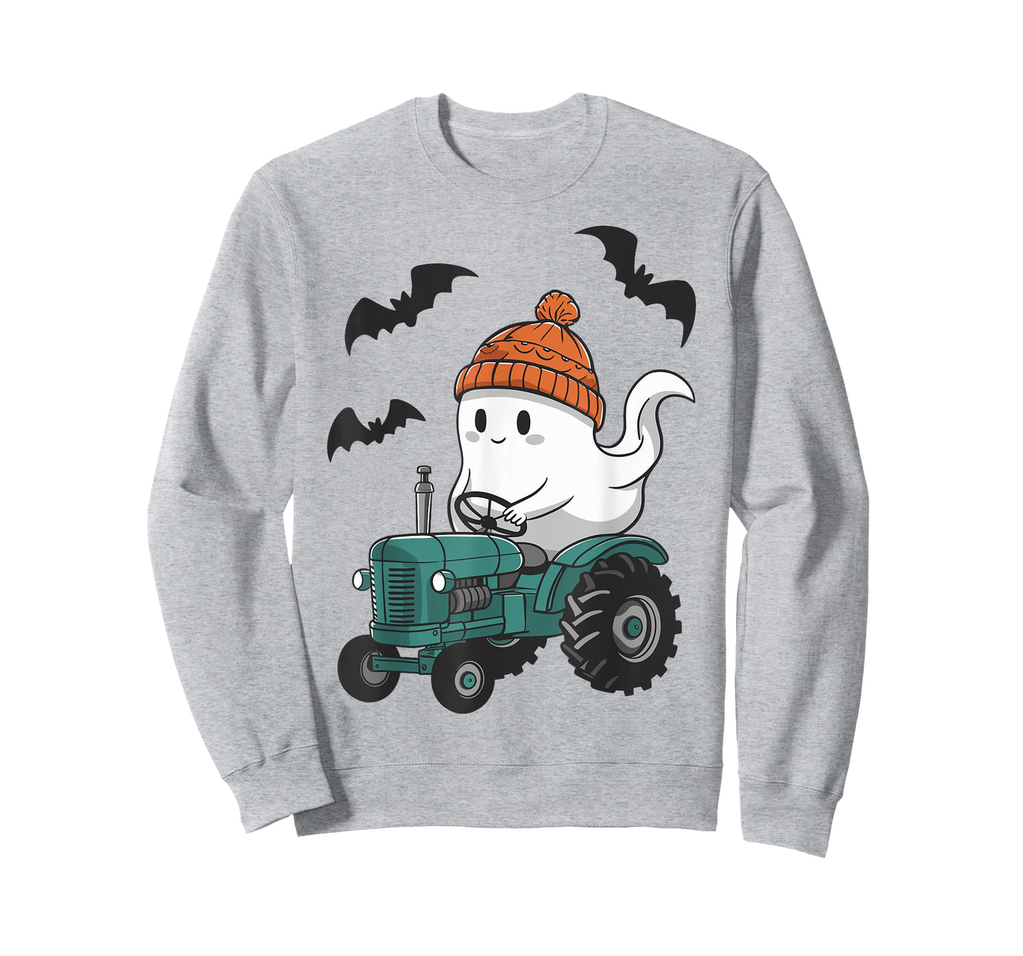 Cute Ghost Riding Tractor Lovers Spooky Halloween Farmer T-Shirt