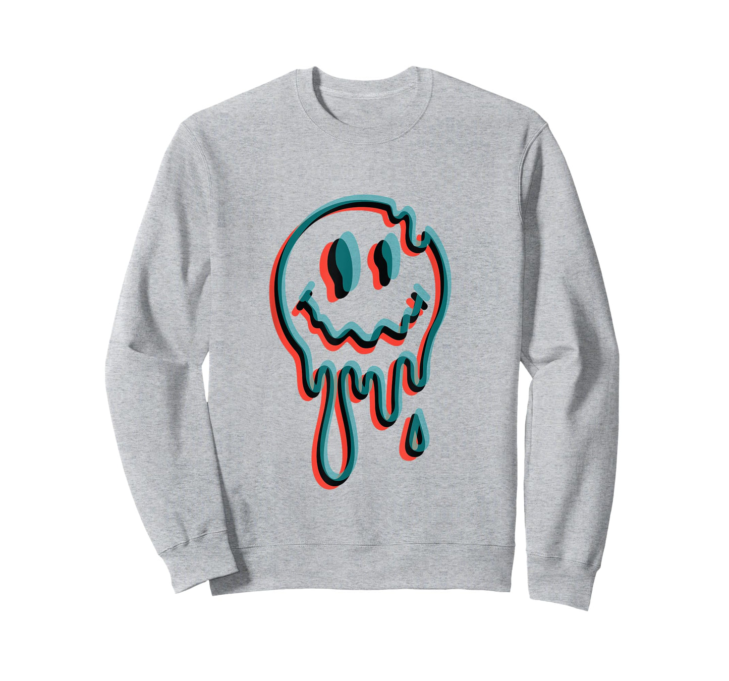 Melting Smiling Face Glitch Trippy Dripping T-Shirt