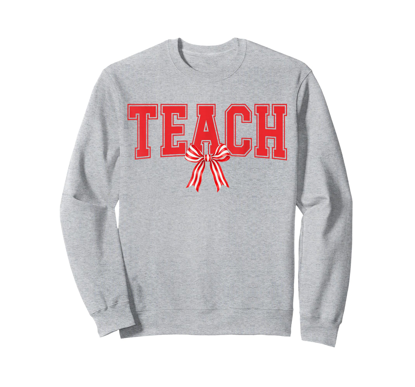 Teach Candy Cane Coquette Bow Cute Teacher Christmas T-Shirt