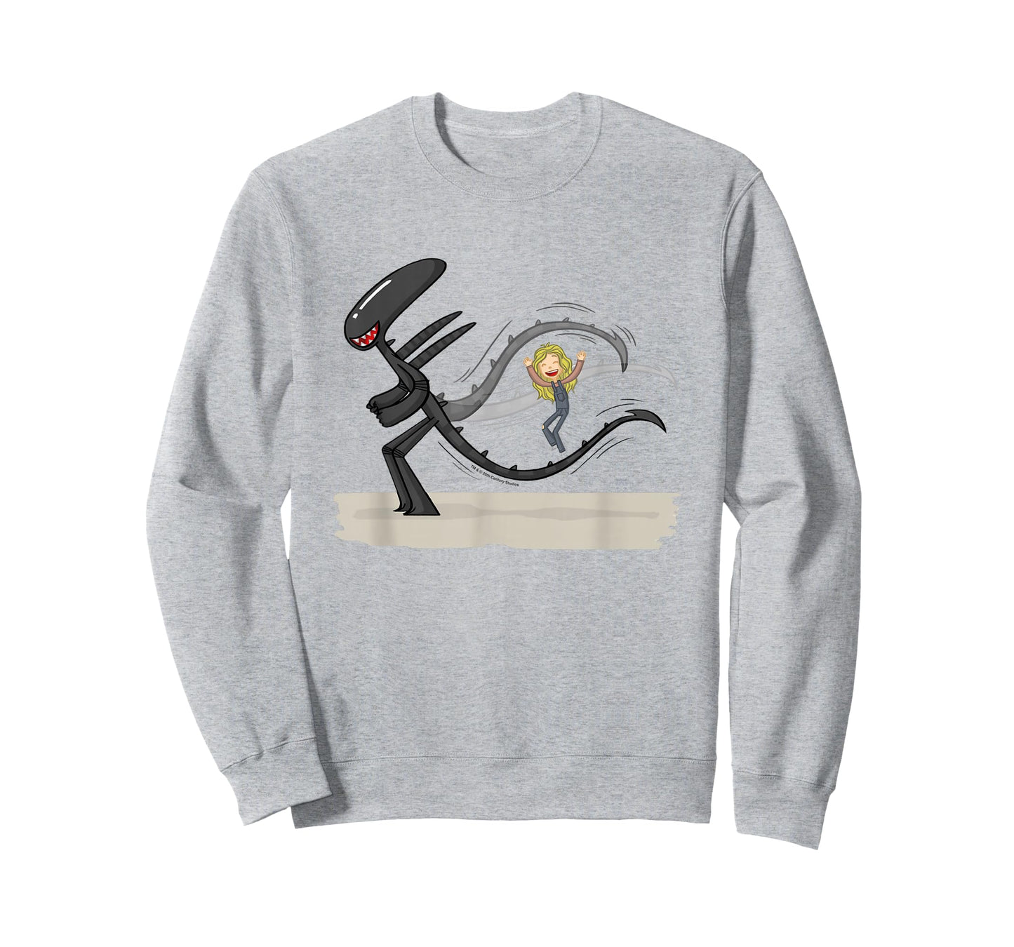 Aliens Cute Animated Xenomorph Jump Tail Big Chest Logo T-Shirt