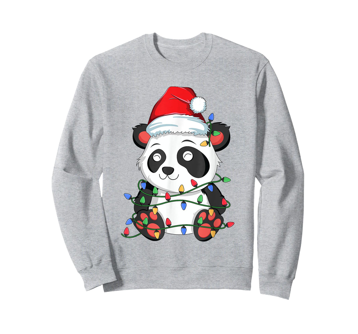 Panda Christmas Tree Lights Kawaii Bear Xmas Kids Boys Girls T-Shirt