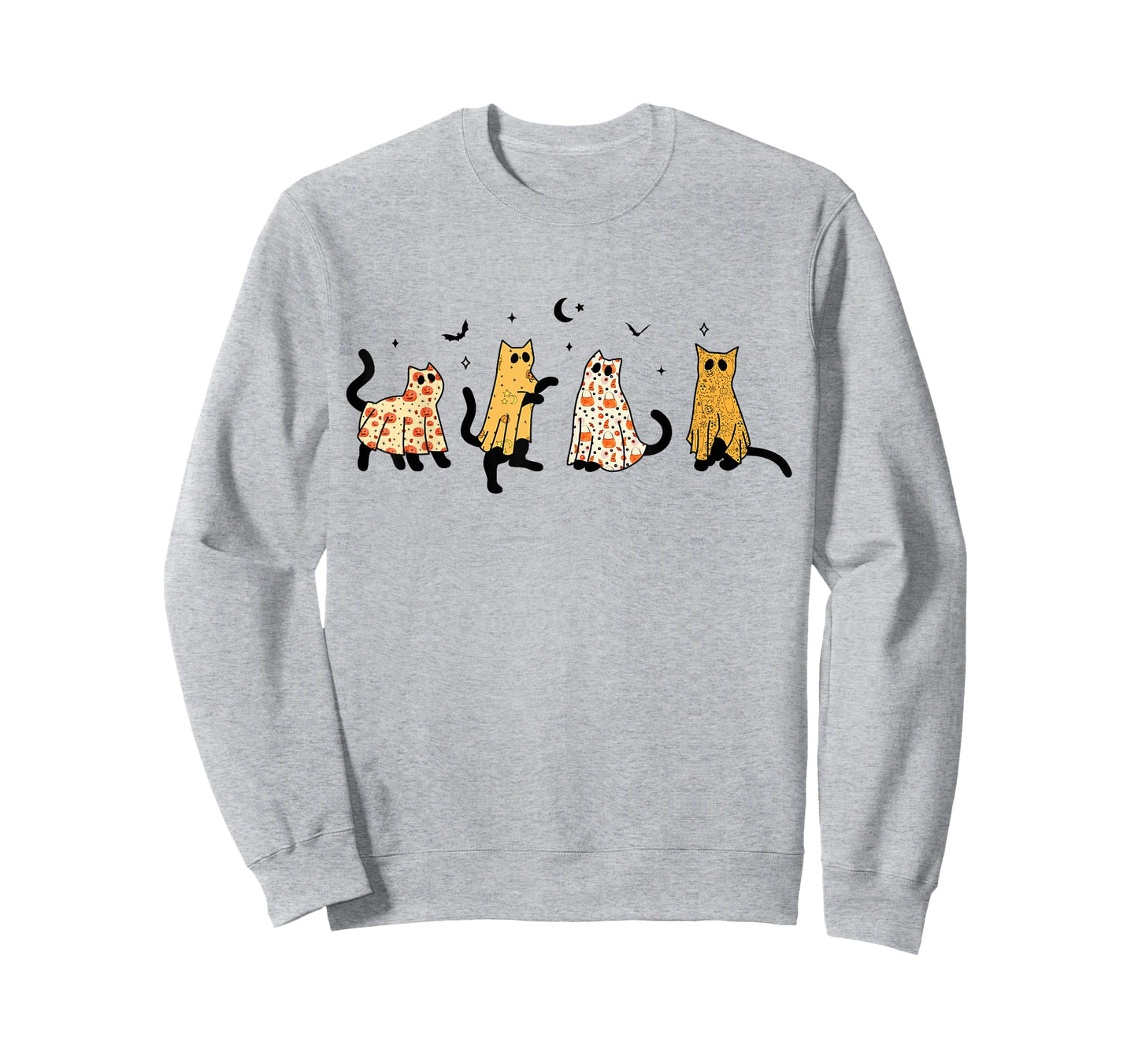 Funny Black Cats Ghost Halloween Pattern Cat Lovers Costume T-Shirt