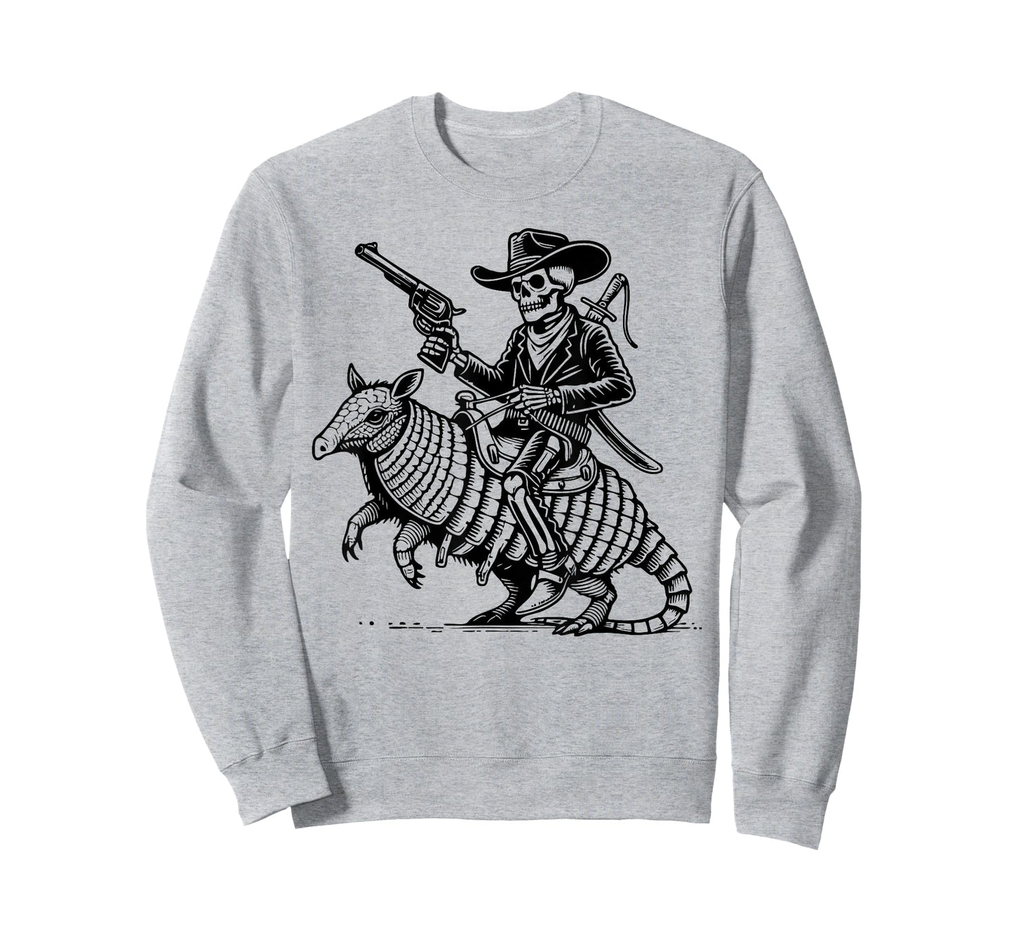 Cool Skeleton Cowboy Riding Armadillo, Unique Western T-Shirt