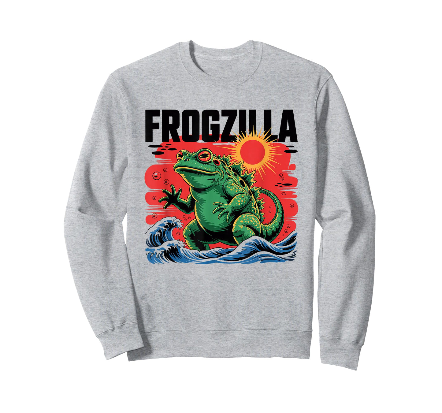 Frogzilla Retro Kaiju Monster Ocean Wave Funny Frog T-Shirt