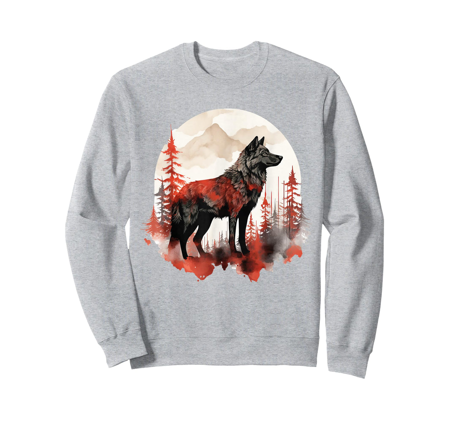 Wolf Splash Art Animal Face Forest Landscape Wolf T-Shirt