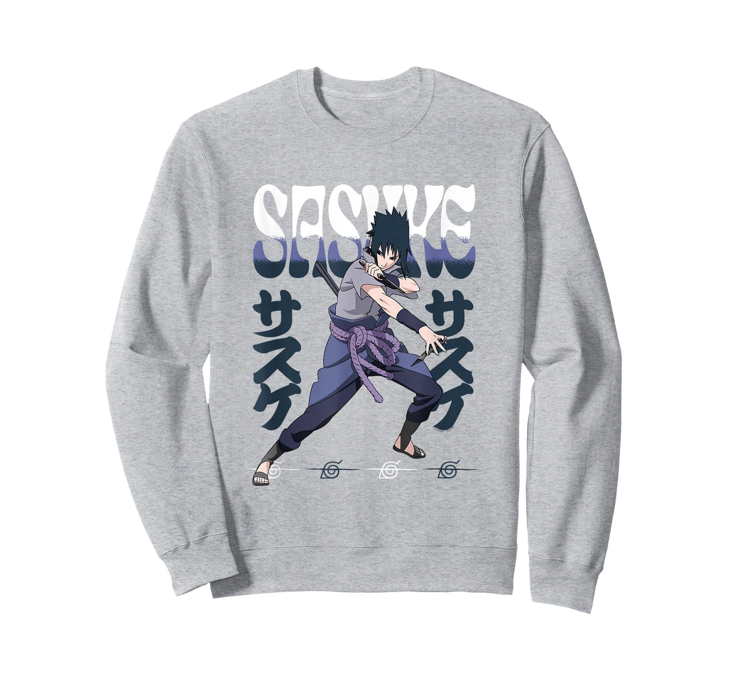 Naruto Shippuden Sasuke Attack Pose with Kanji Anime T-Shirt