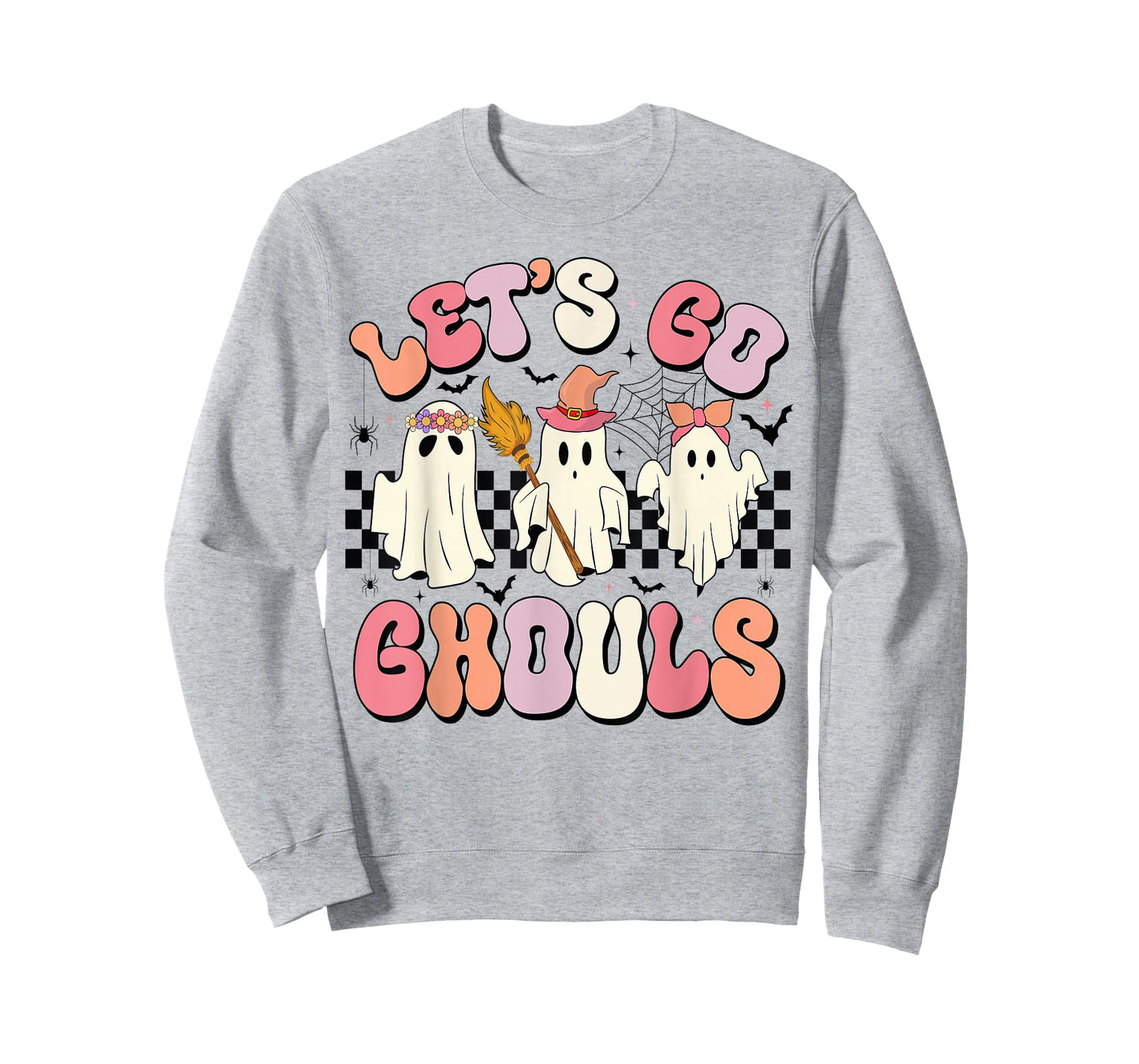 Let's Go Ghouls Halloween Ghost Outfit Costume Retro Groovy T-Shirt