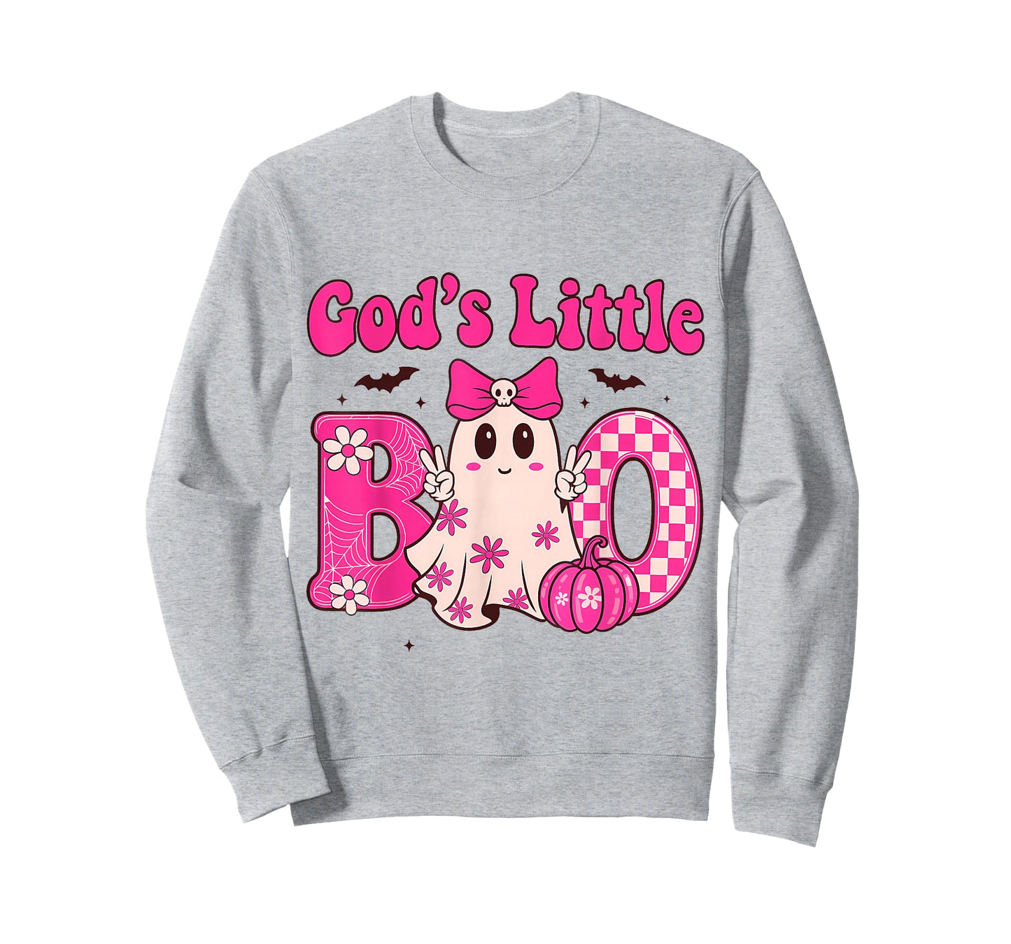 Gods Little Boo Halloween Toddler Girl Kid Ghost Bow Pumpkin T-Shirt