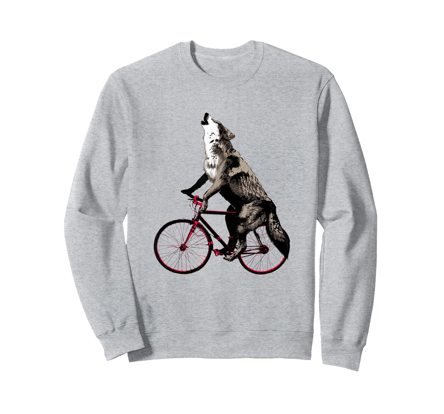 Wolf Howling at the Moon on a Bicycle T-Shirt - Ironic Tee T-Shirt