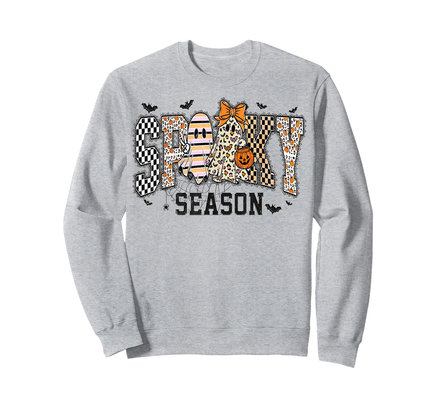 Halloween Leopard Checkered Fall Spooky Season Cute T-Shirt