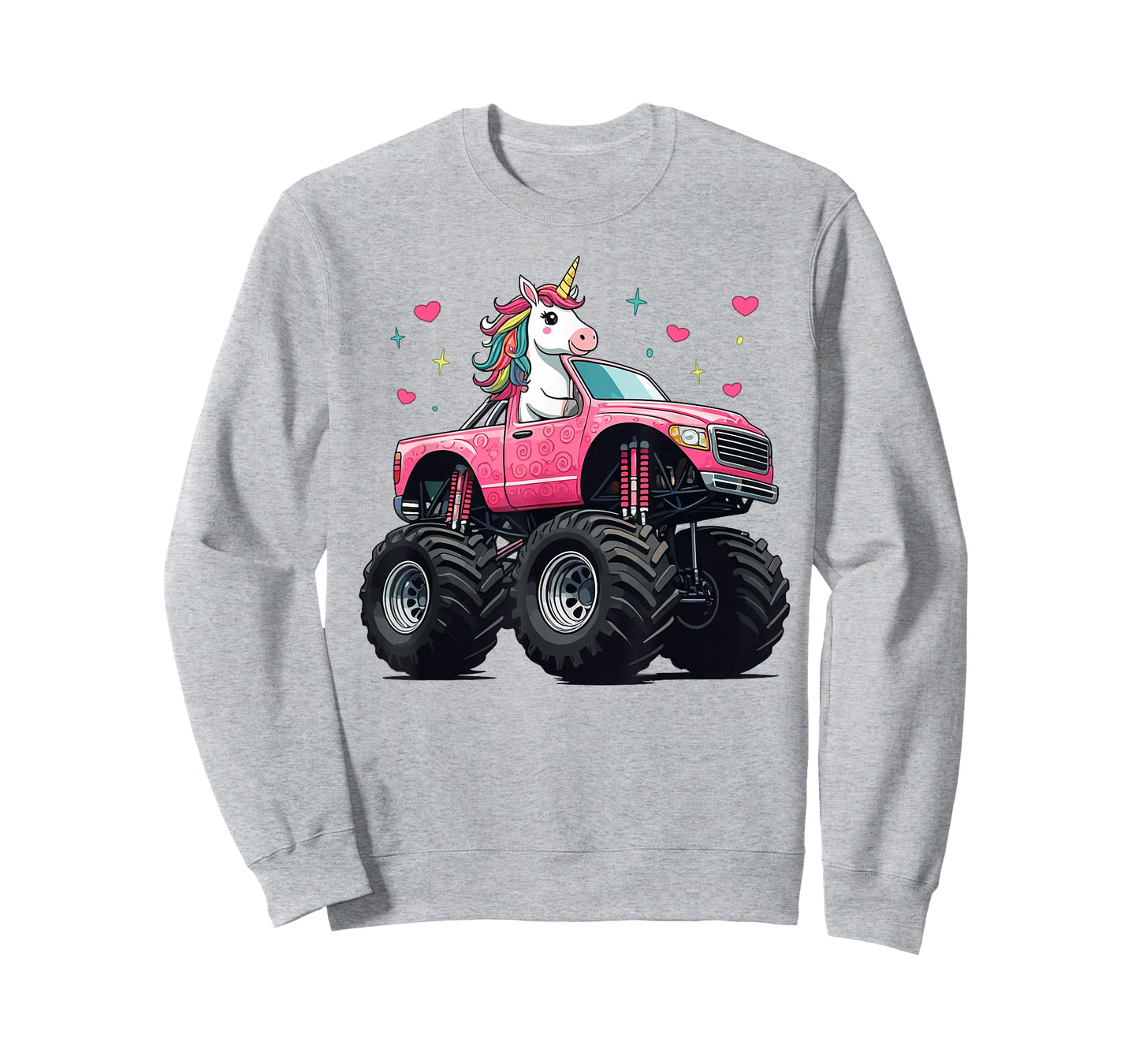 Cute Unicorn Riding Pink Monster Truck T-Shirt