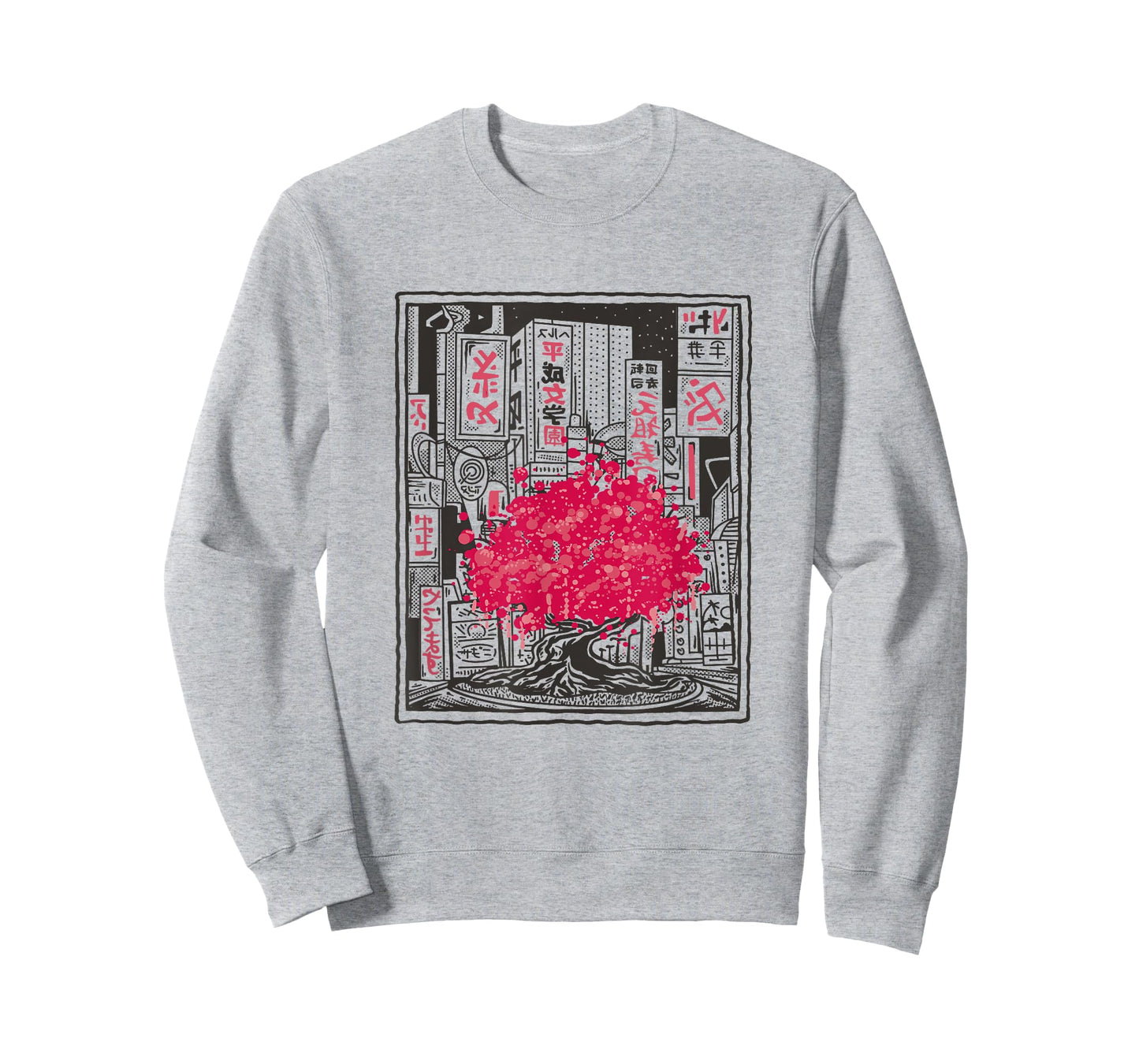 Sakura Cherry Blossom Tree in Front of Japanese City Graphic T-Shirt