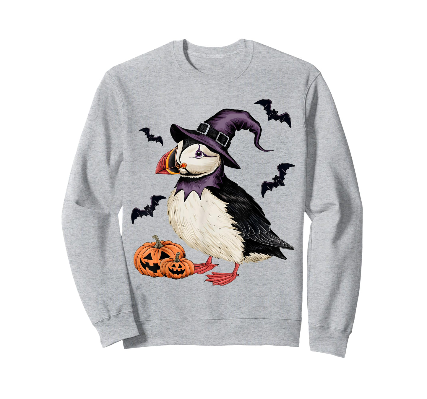 Puffin Bird Halloween Costume Scary Pumpkin Bat Witch T-Shirt