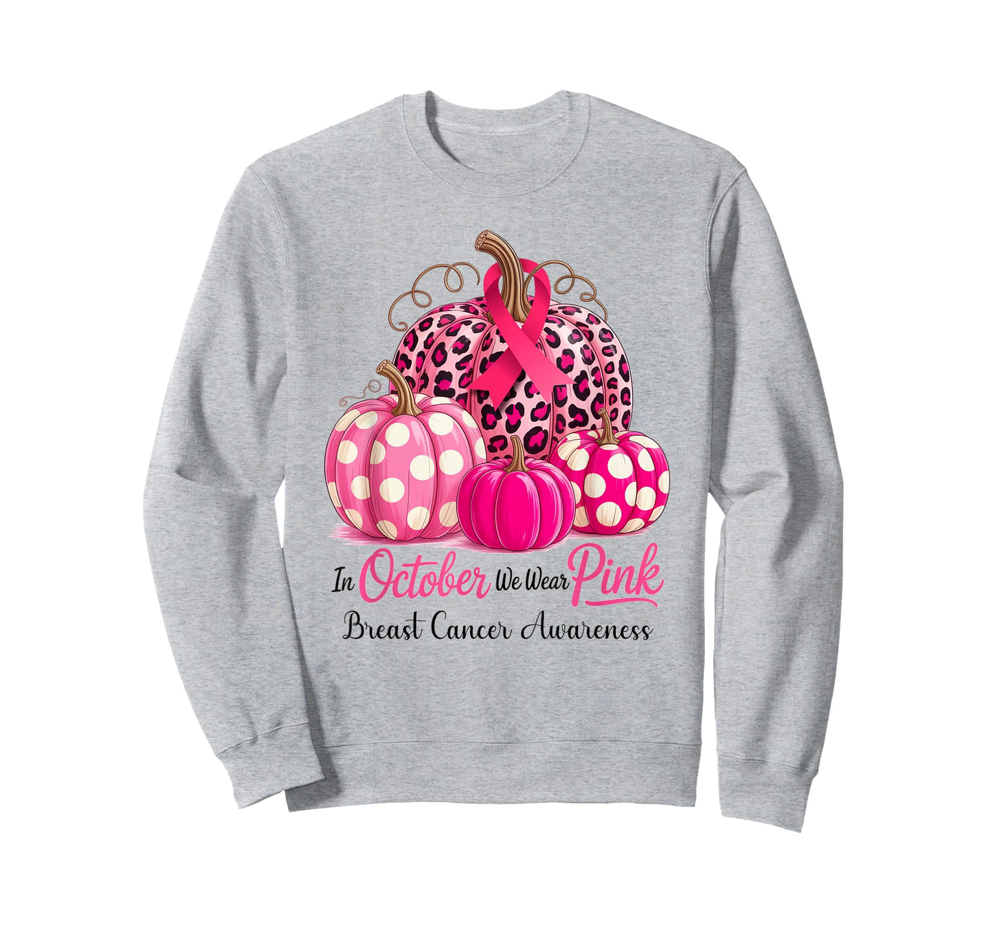 in October We Wear Pink Breast Cancer Pumpkin Fall for Women T-Shirt