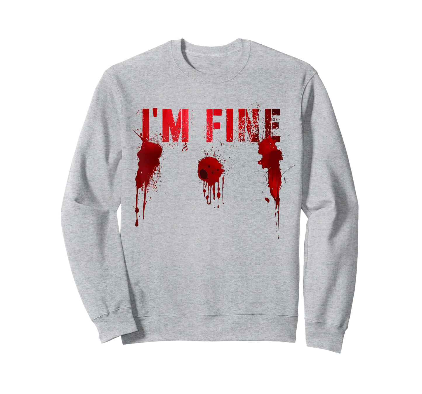 Funny I'M FINE Movie Flick Survivor Bloody Shots Scary Gun T-Shirt