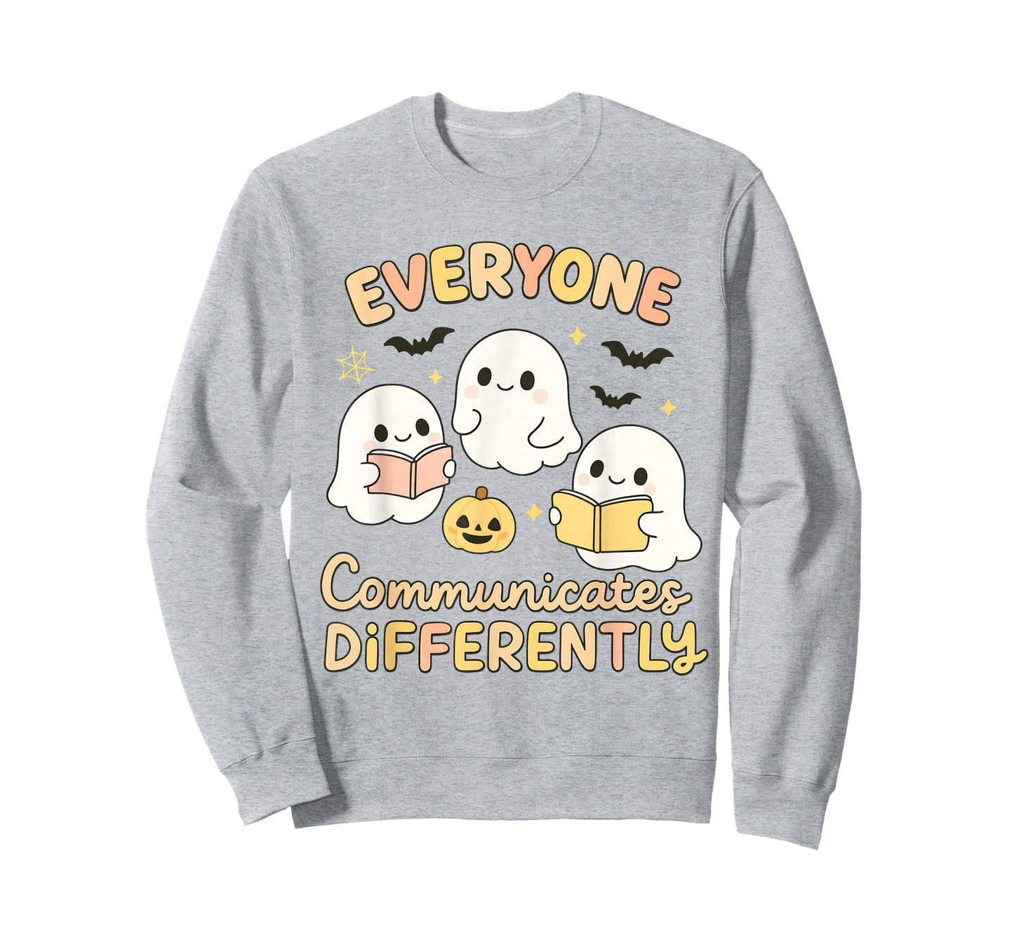 Cute Ghost Everyone Communicates Differently Neurodiversity T-Shirt