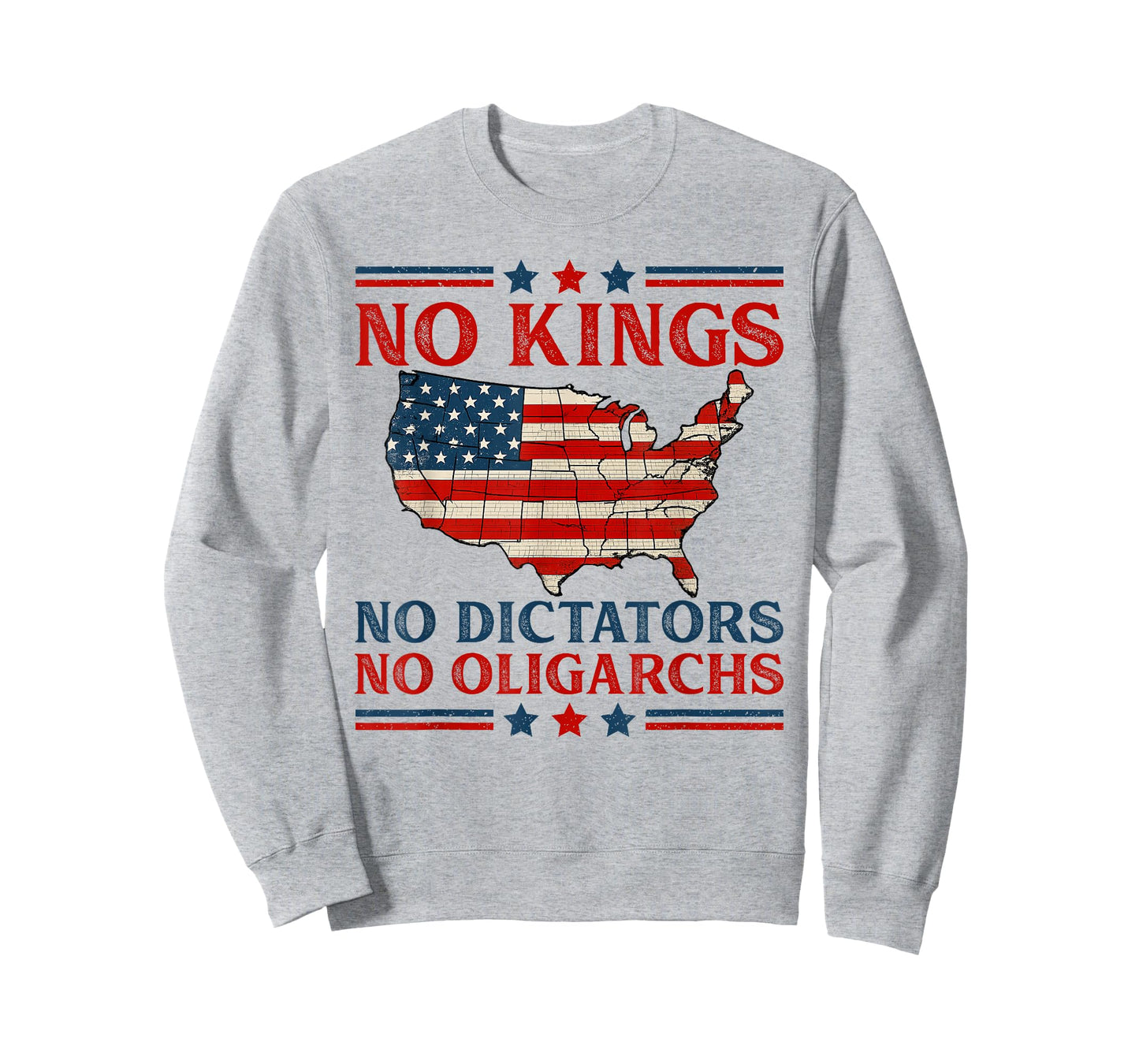 Vintage No Kings No Dictators No Oligarchs July 4th USA Map T-Shirt