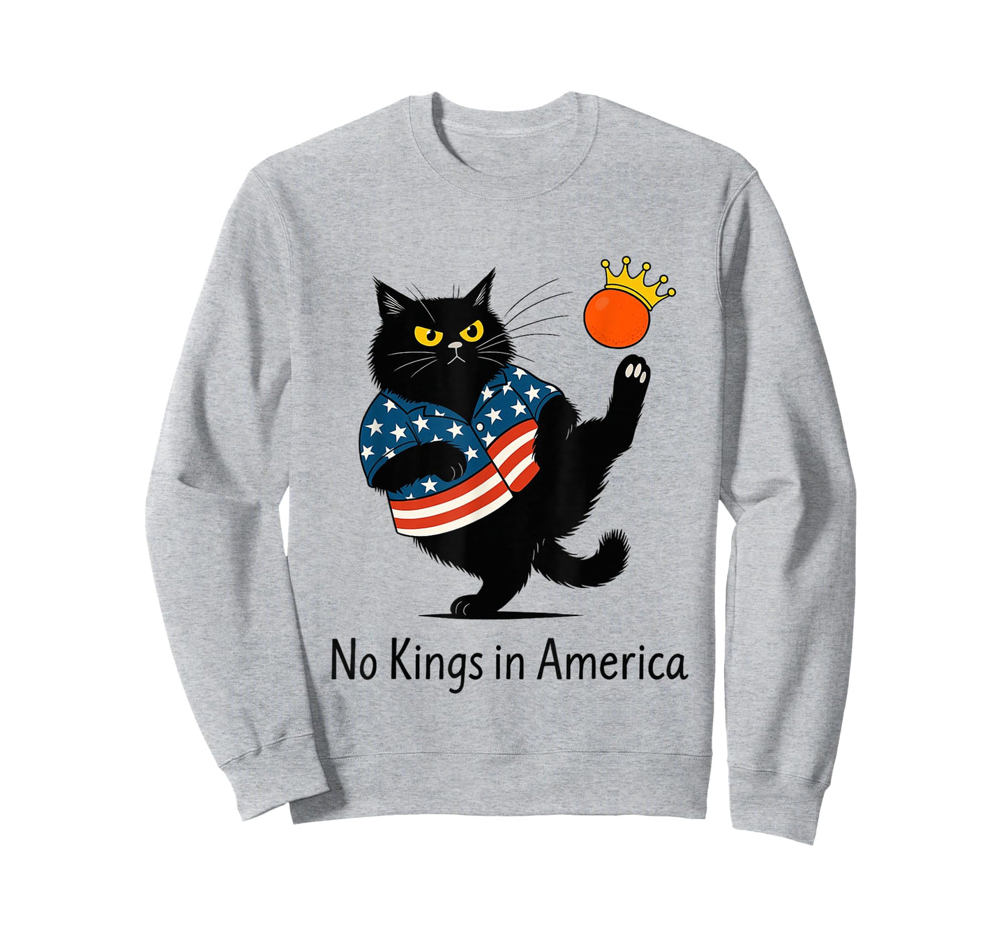 No Kings in America Black Cat We The People Political T-Shirt