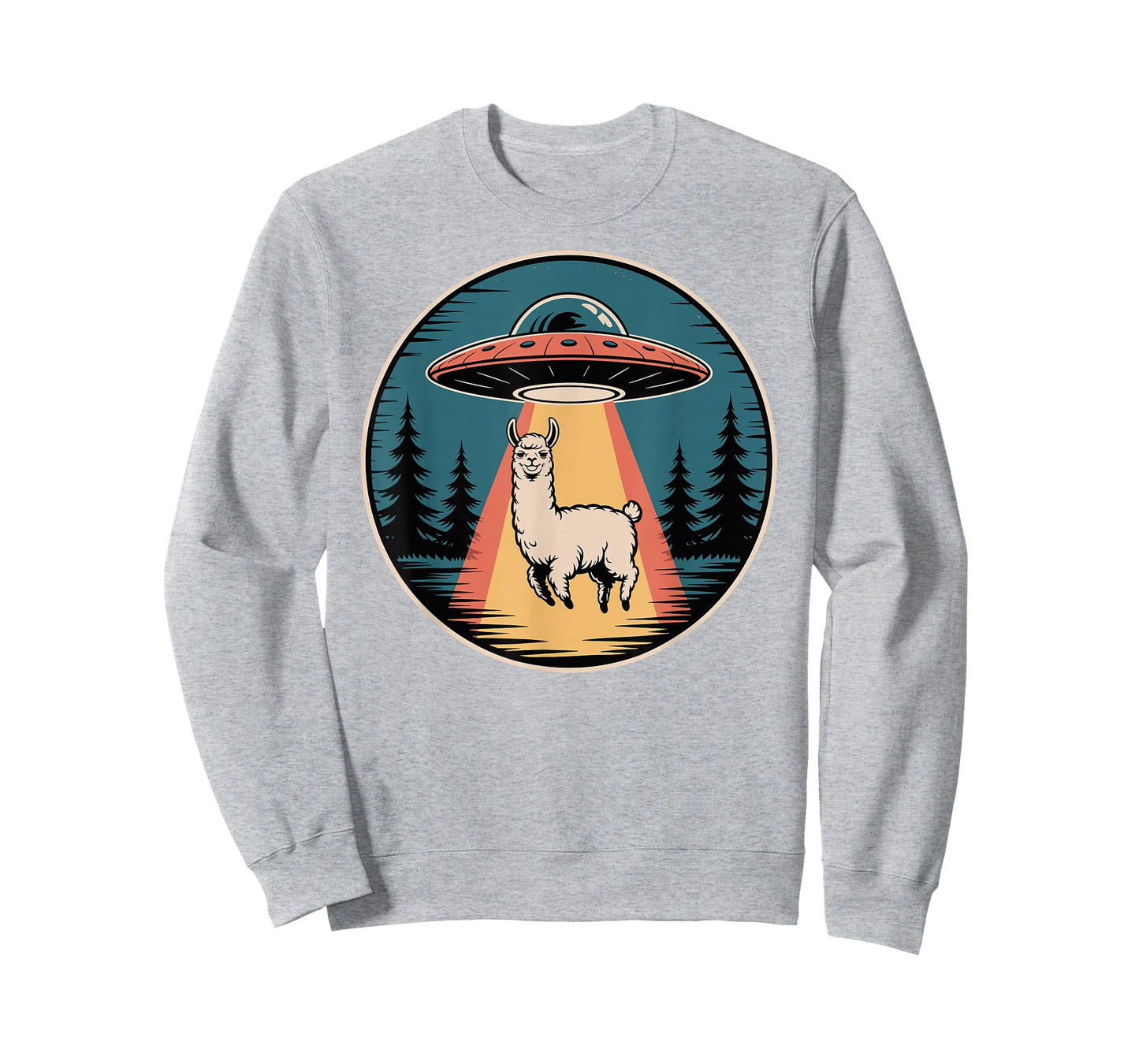 Funny Llama Alien Abduction UFO T-Shirt