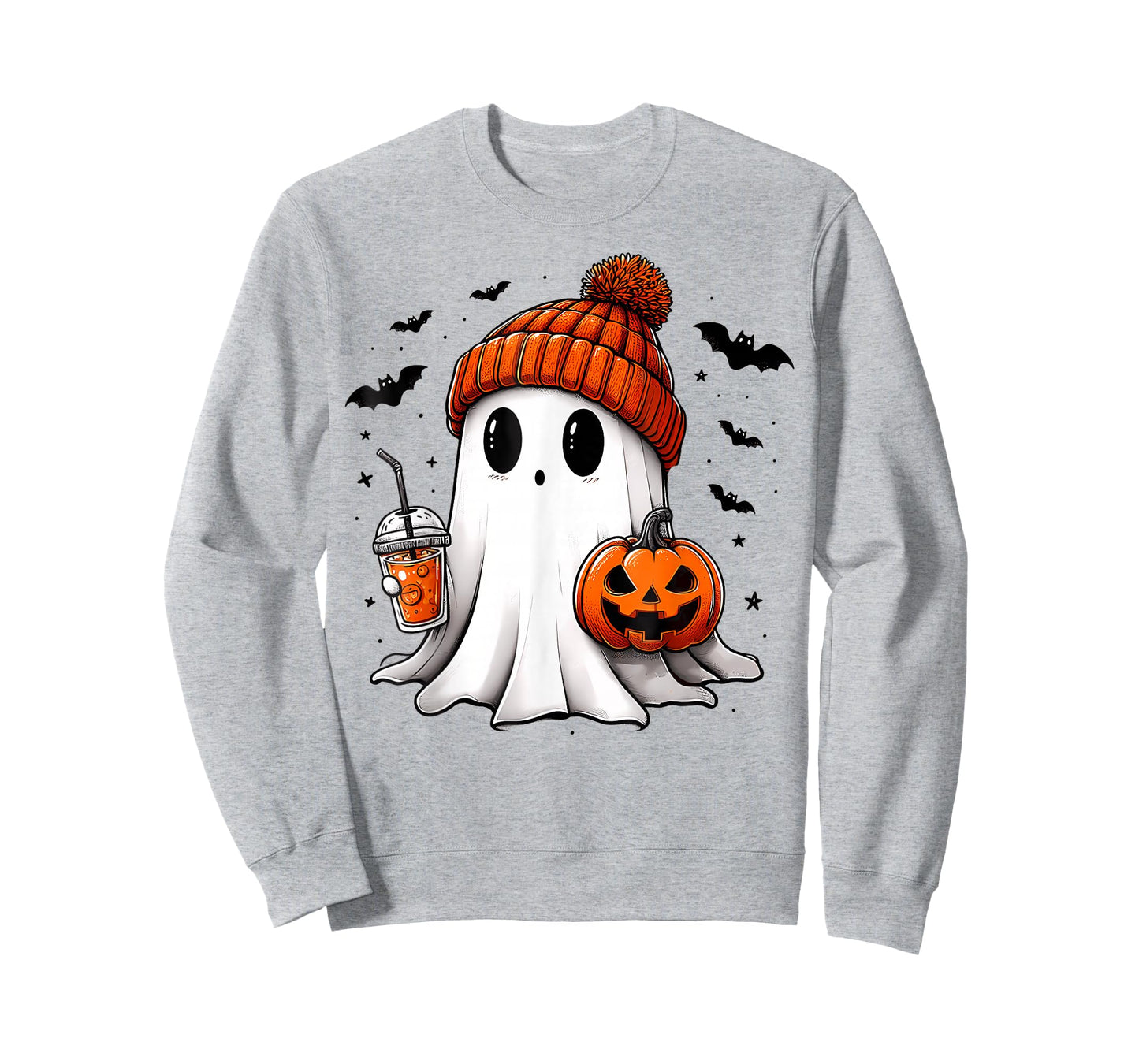Cute Ghost Drinking Coffee Halloween Ghost Ice Coffee T-Shirt