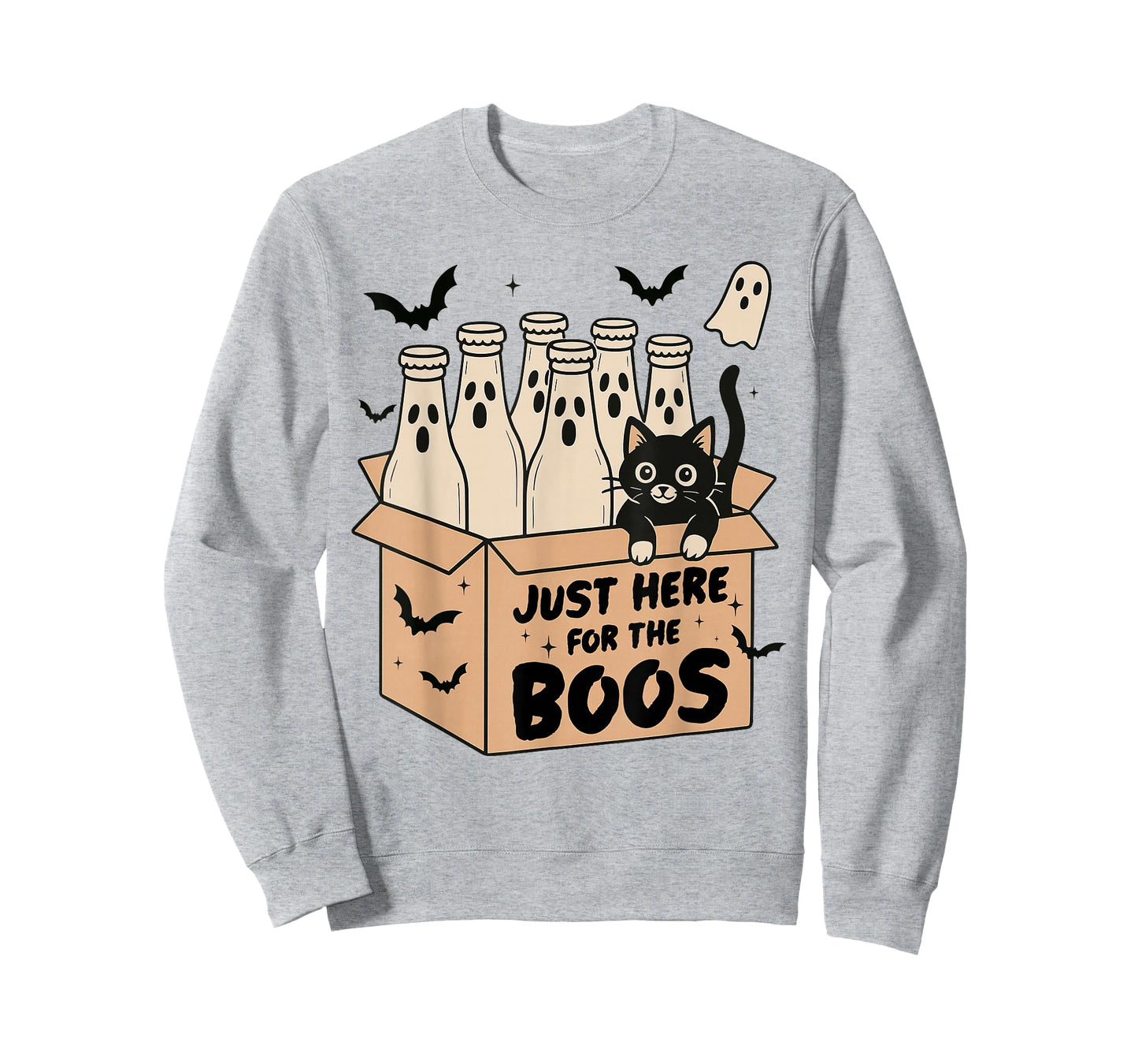 I'm Just Here For The Boos Retro Funny Cat Ghost Halloween T-Shirt