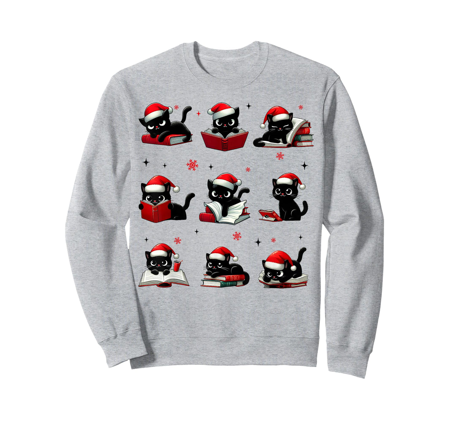 Funny Cat Reading Books Lover Christmas Cat Lover Xmas T-Shirt