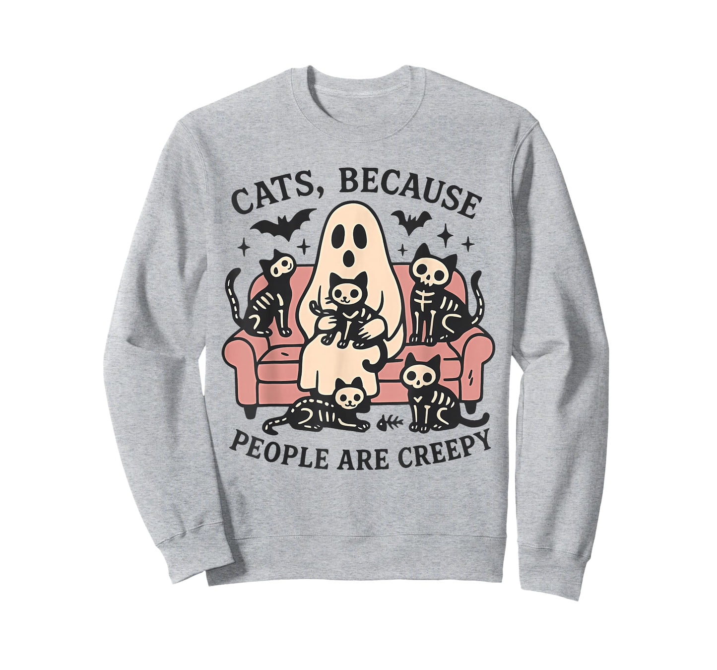 Cats Because People are Creepy Cute Ghost and Cats Halloween T-Shirt