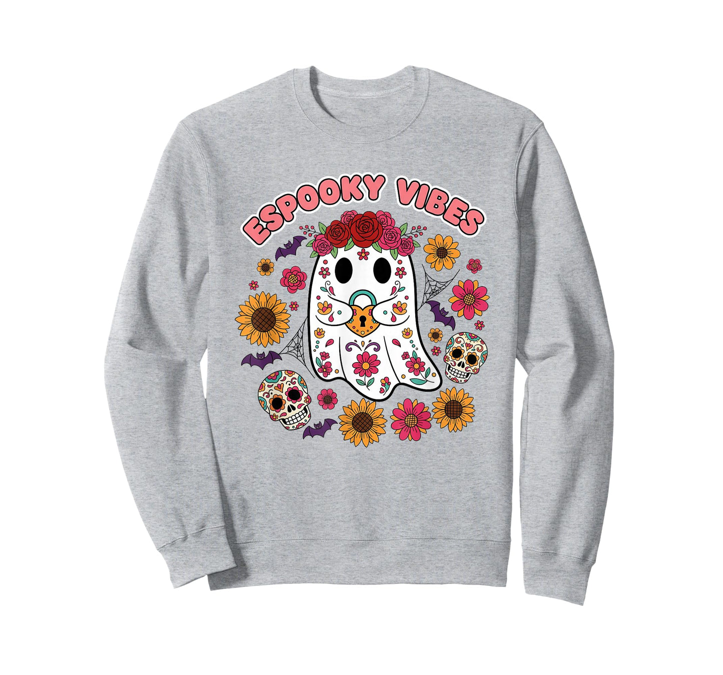 Espooky Vibes Halloween Floral Ghost Day of The Dead Mexican T-Shirt