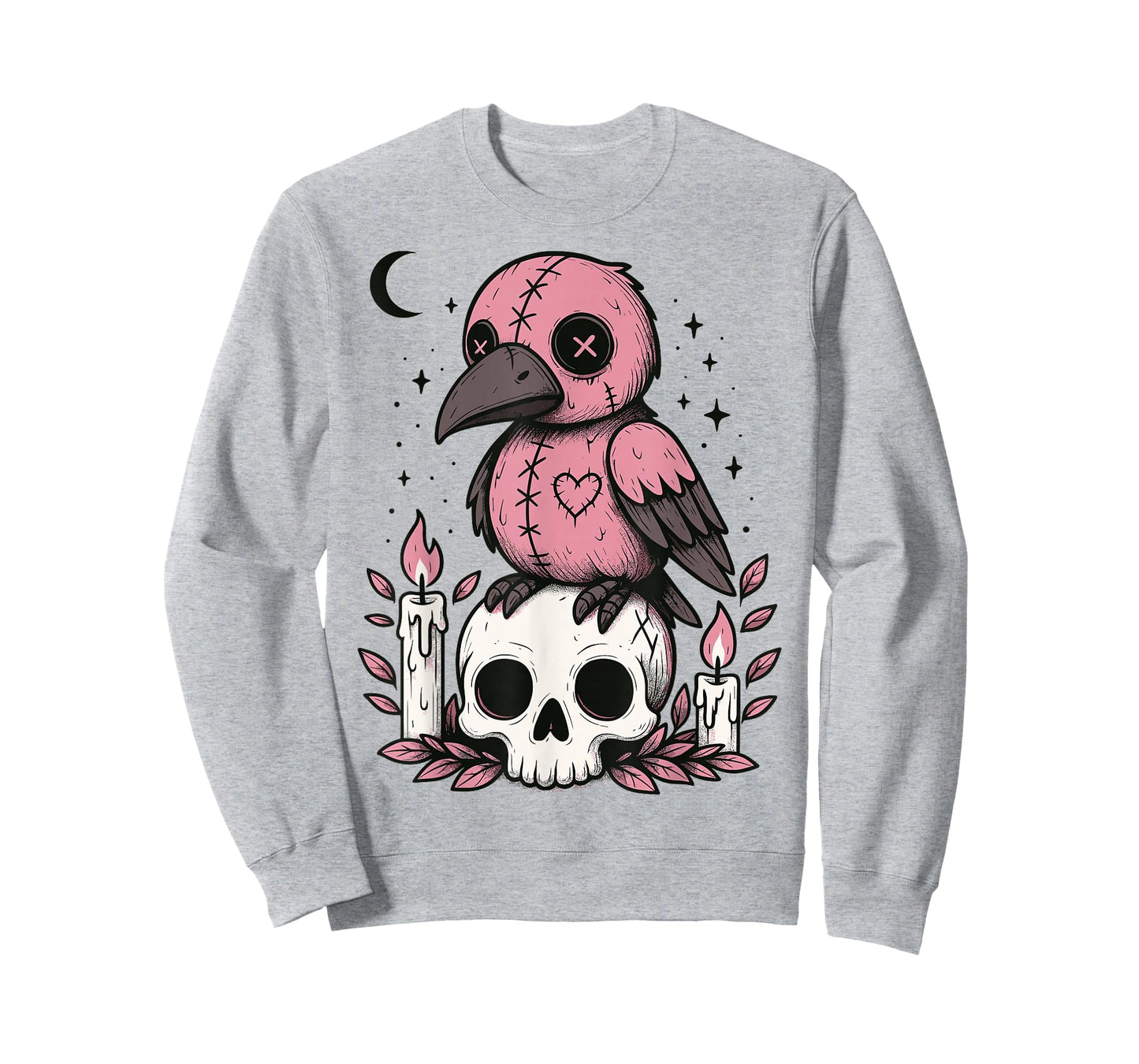 Creepy Cute Pastel Goth Crow Gothic Kawaii Raven Skull T-Shirt