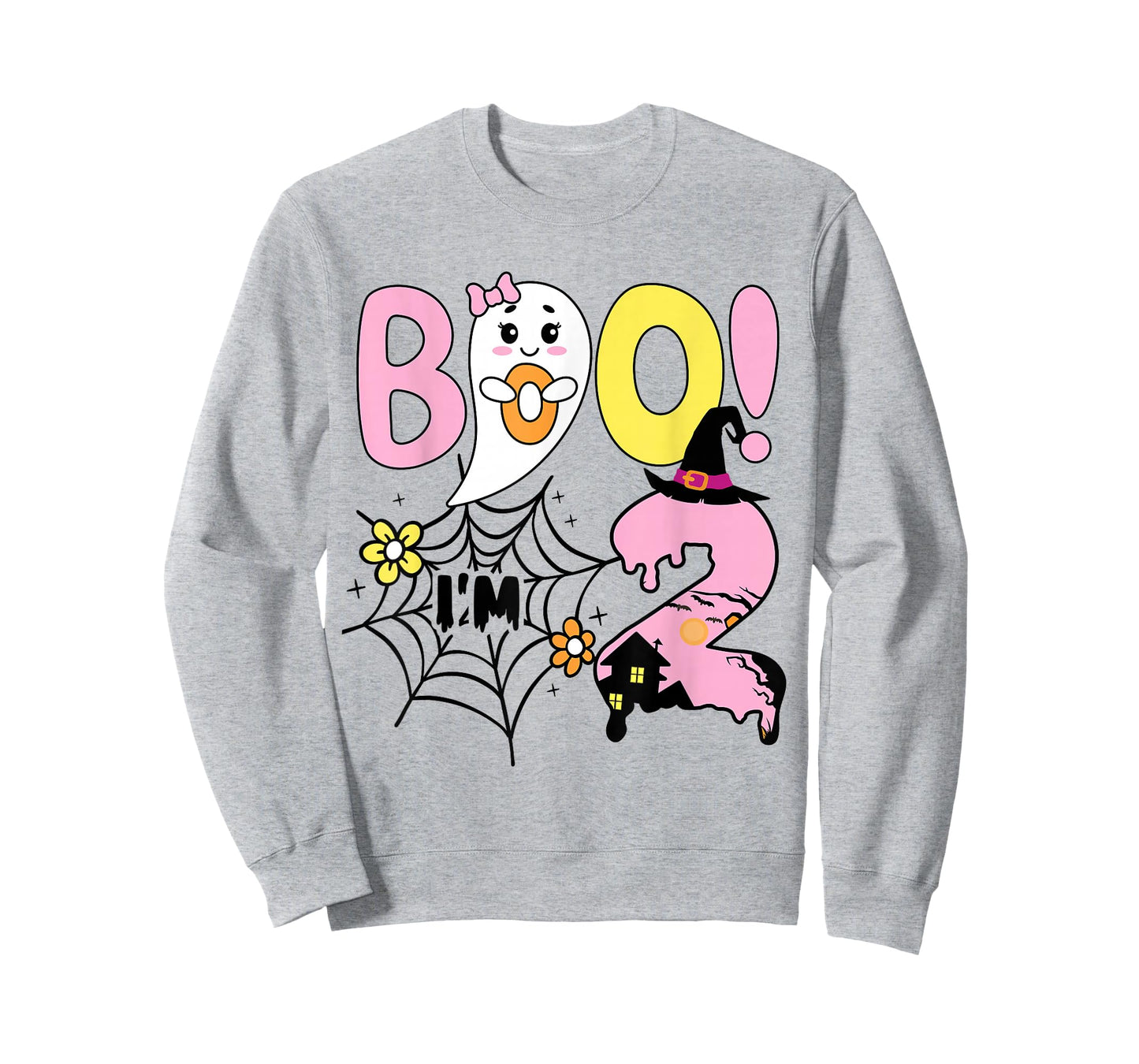 Boo I'm Two 2nd Birthday Girls-Funny Halloween Ghost Kids T-Shirt